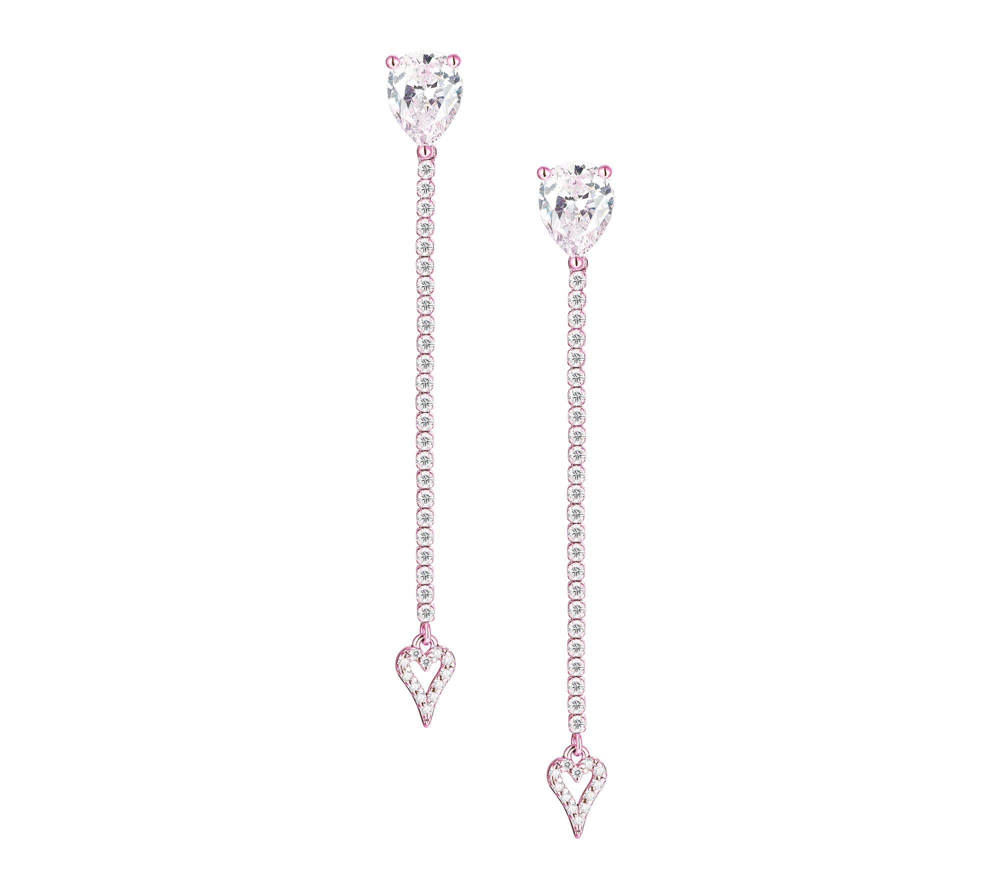 Diamonique x Jennifer Miller Linear Heart Earrings, Sterling