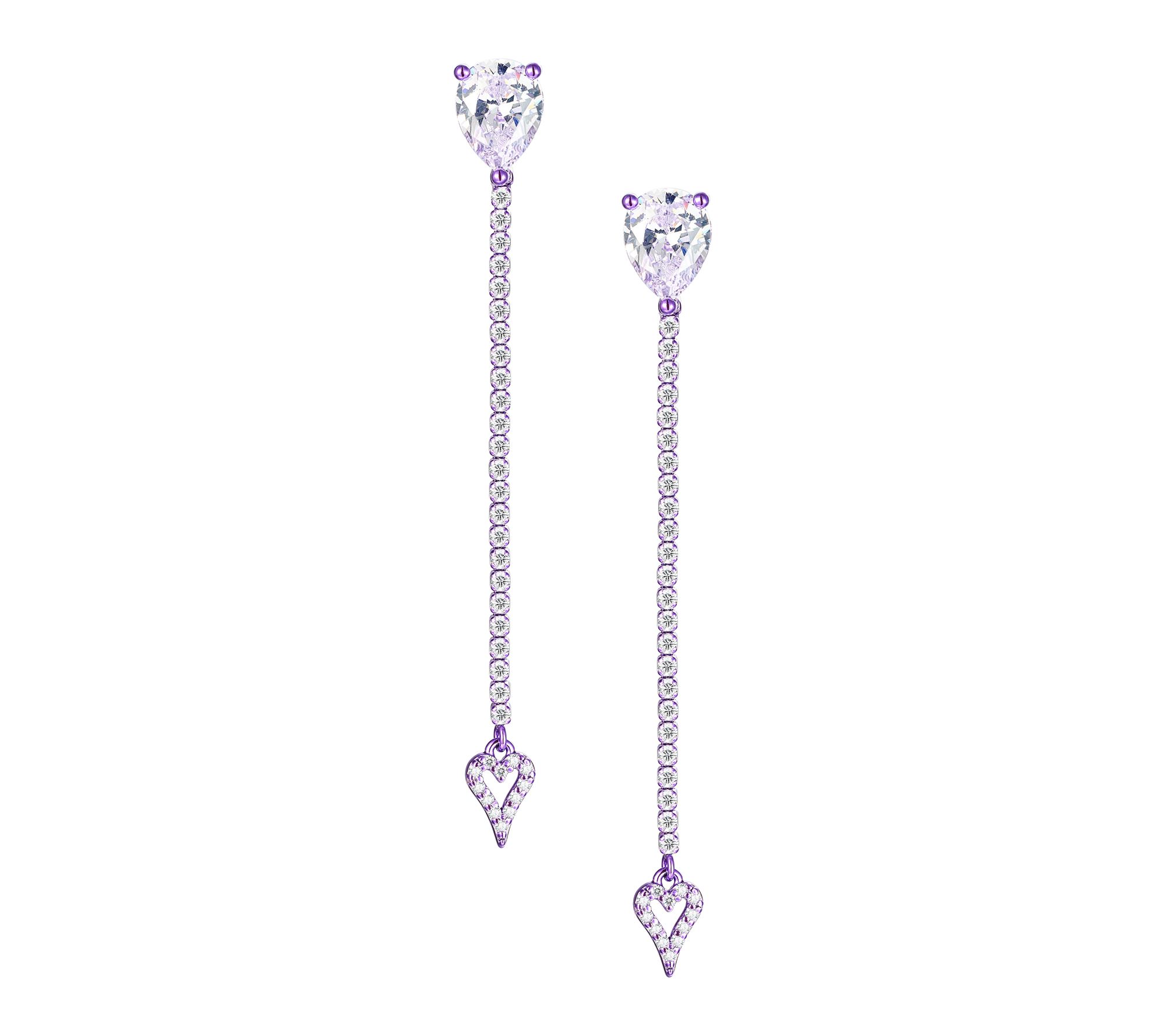 Diamonique x Jennifer Miller Linear Heart Earrings, Sterling