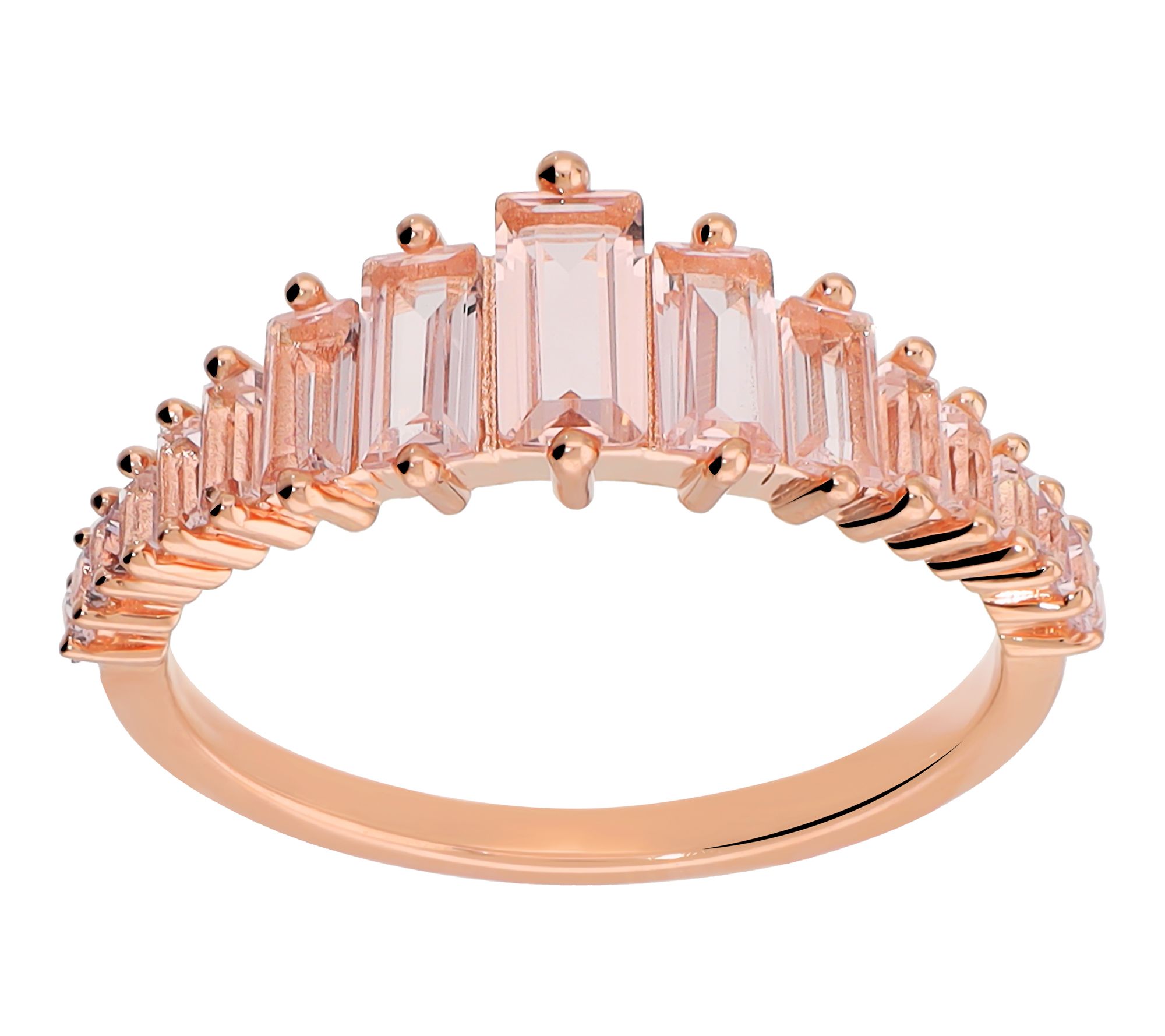 Diamonique Pink Graduated Baguette Ring, 14K Rose Gold Plated