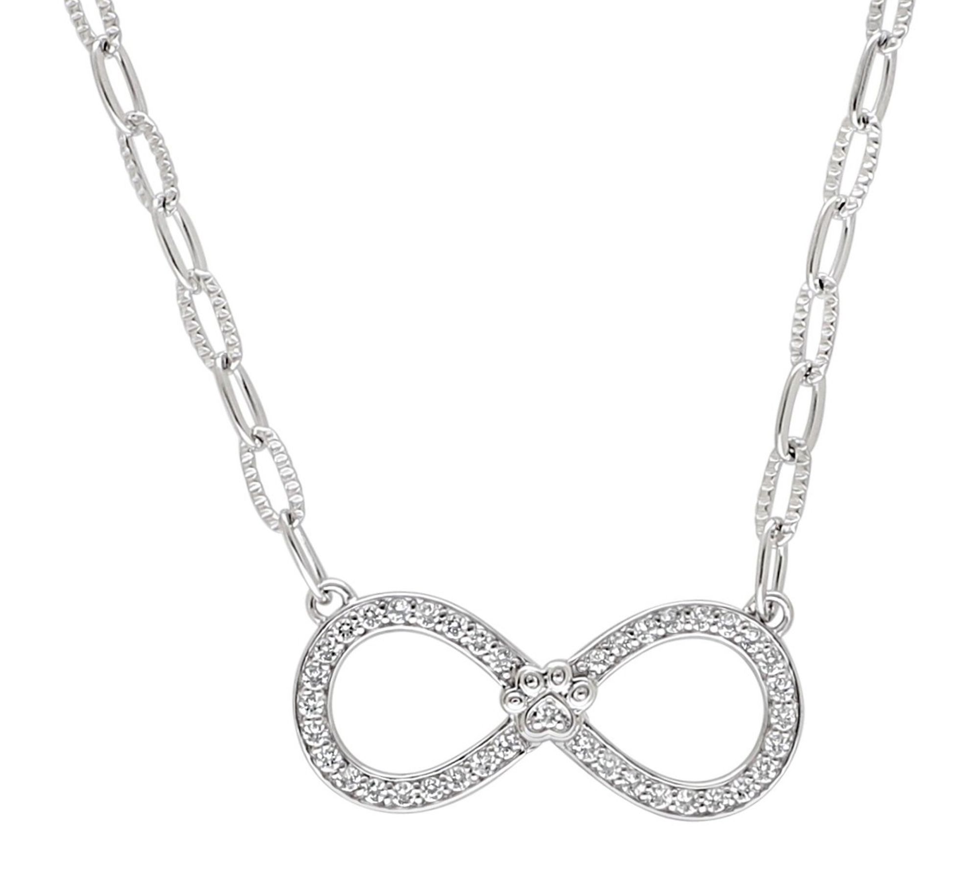 Goddaughters Sterling Silver White Topaz Infinity Paw Necklace
