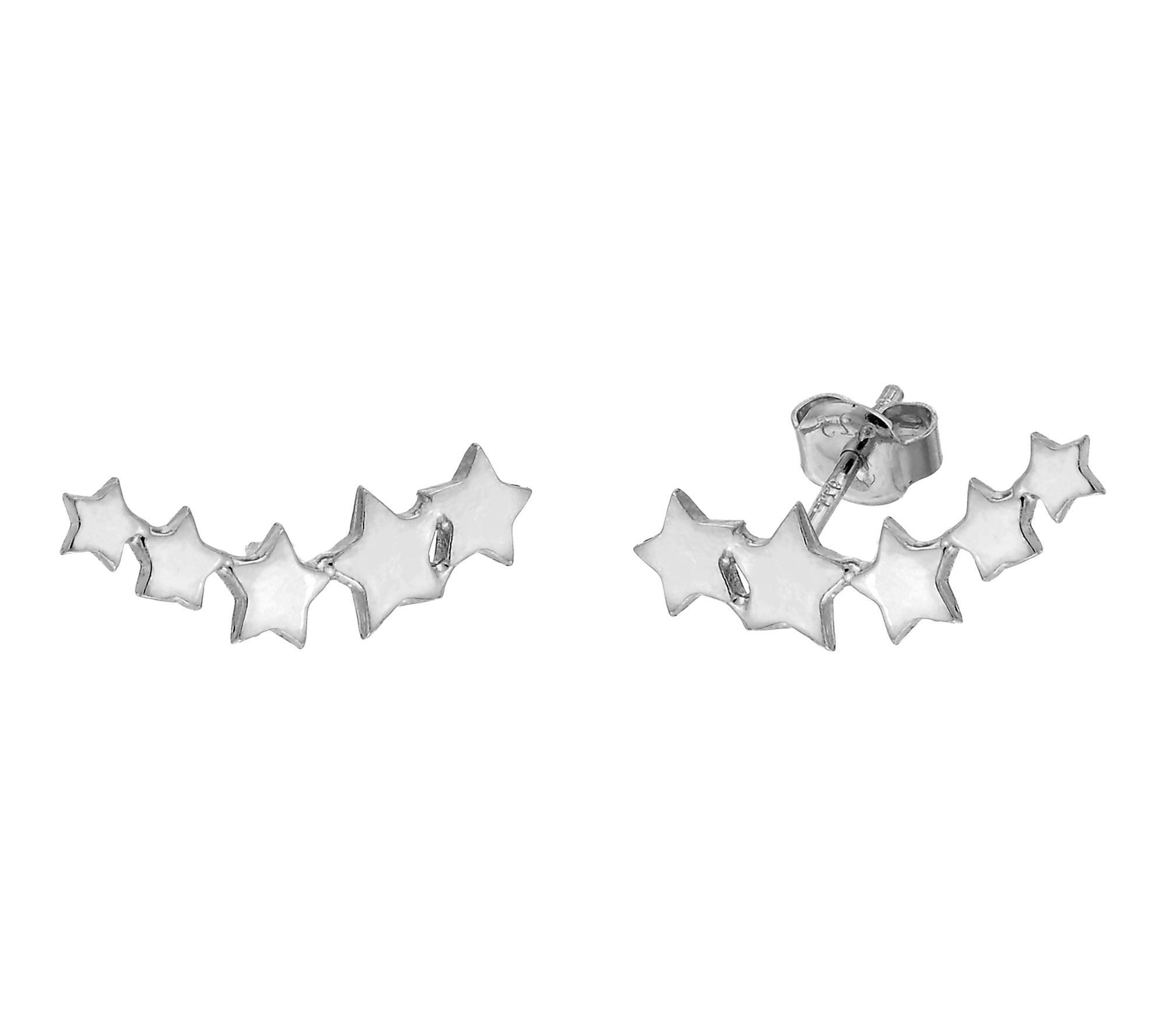 Silver Style Star Design Ear Climber Earrings,Sterling