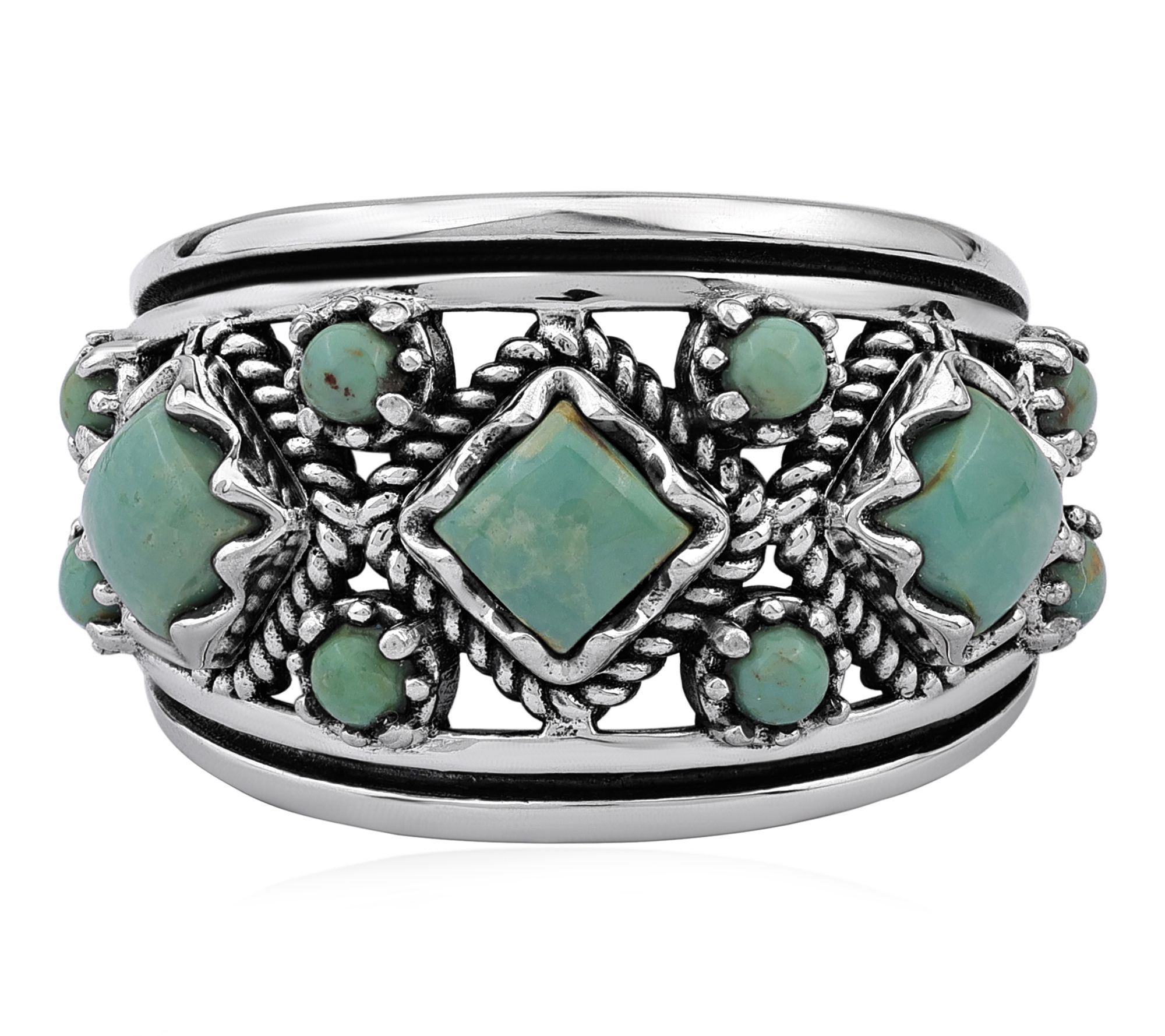 American West Sterling Cushion and Round Gemstone Ring