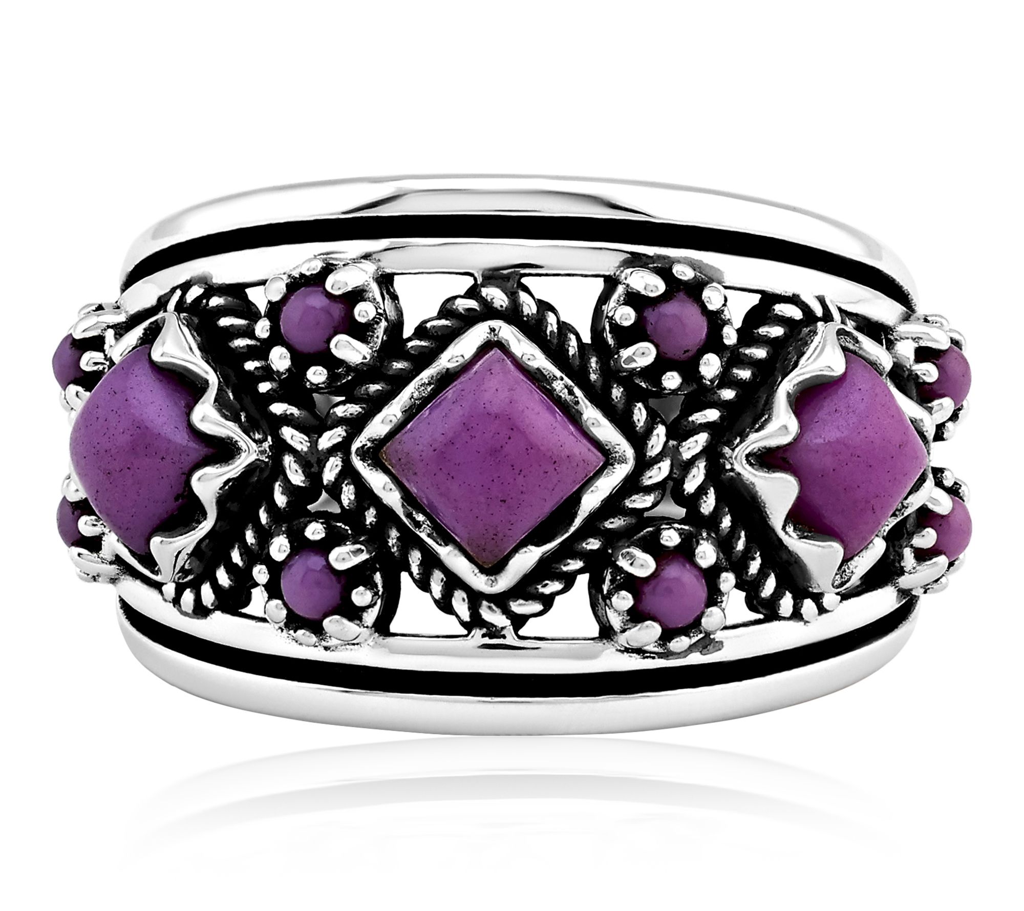 American West Sterling Cushion and Round Gemstone Ring