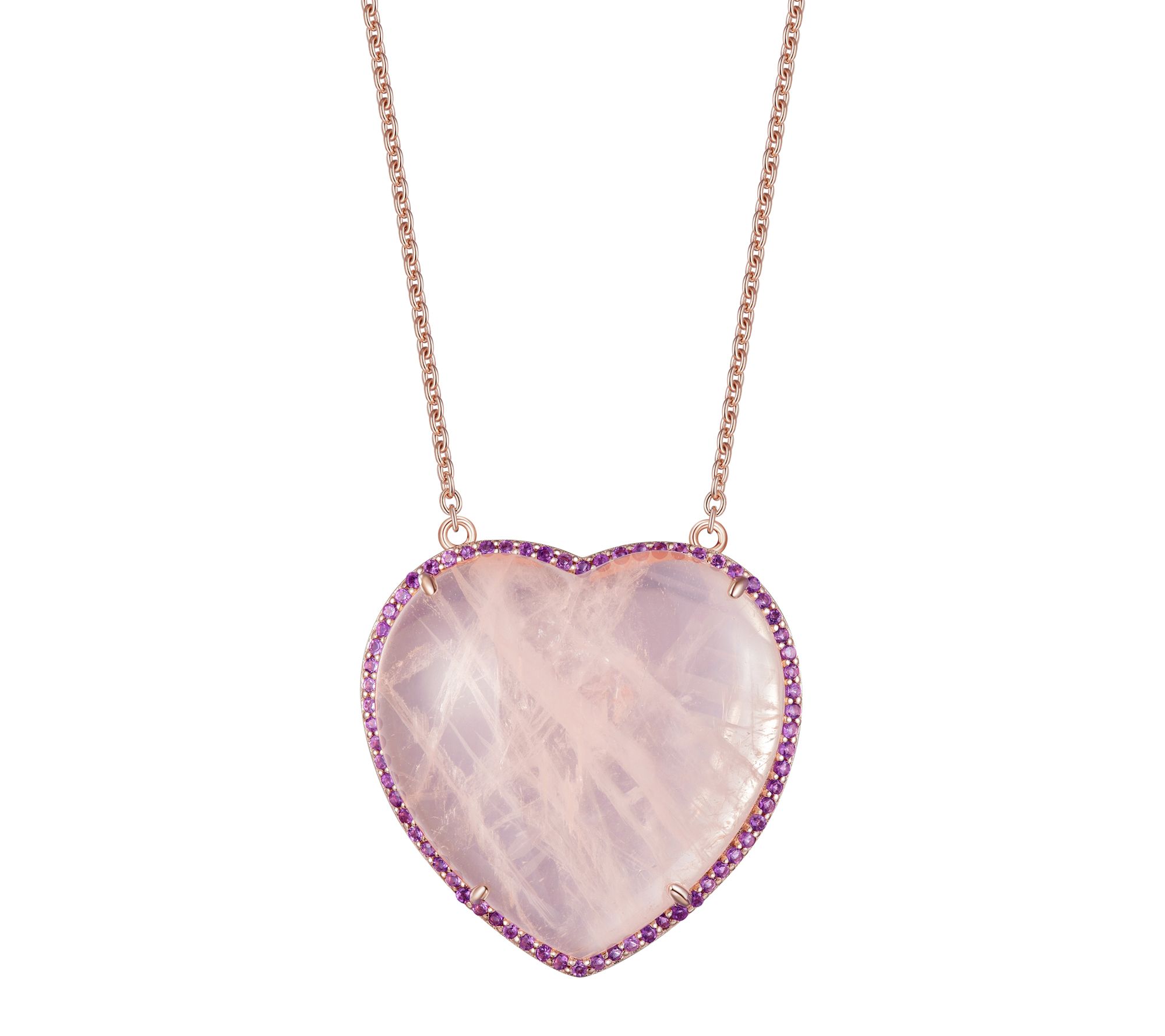 Affinity Gems Heart Shaped Halo Necklace, Sterling Silver