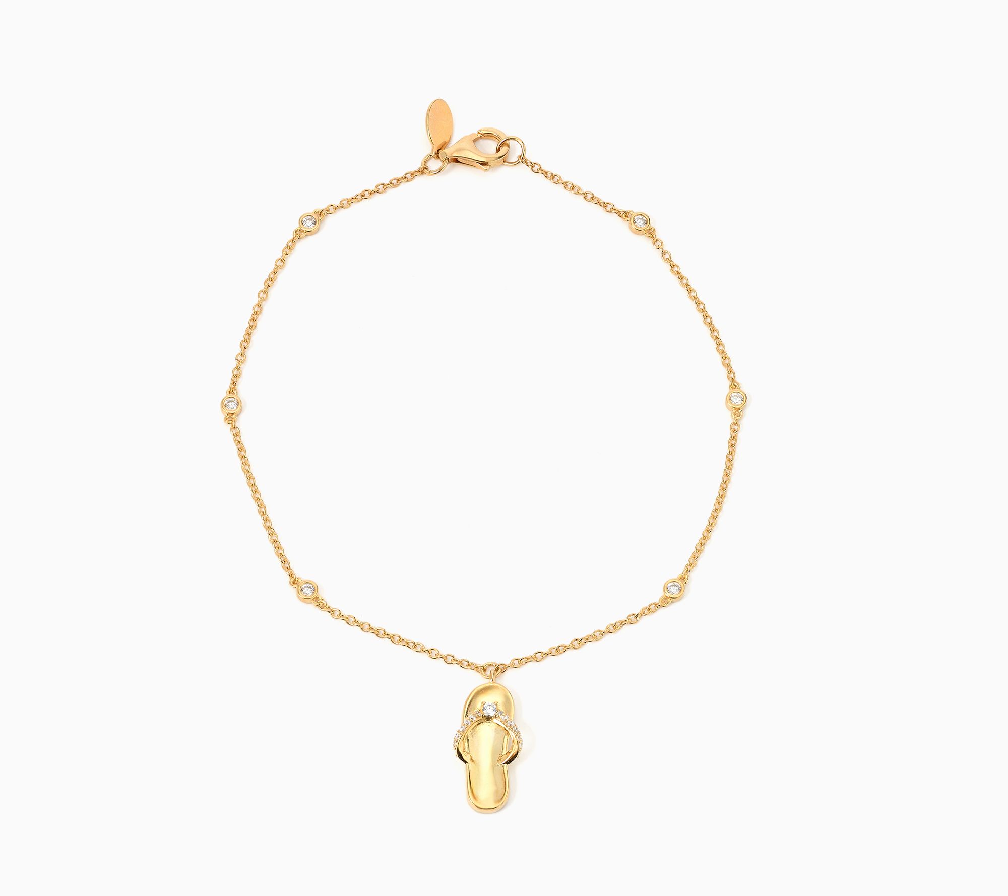 Diamonique x Kathy Levine Summer Fling Flip-Flop Charm Anklet, Sterl