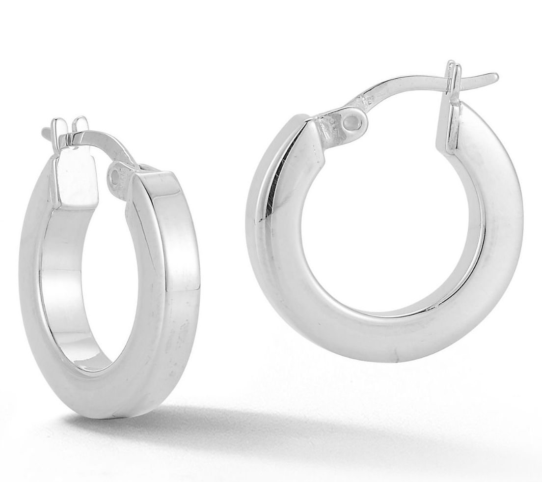 Sterlina Silver 5/8" Round Tube Hoop Earrings,Sterling