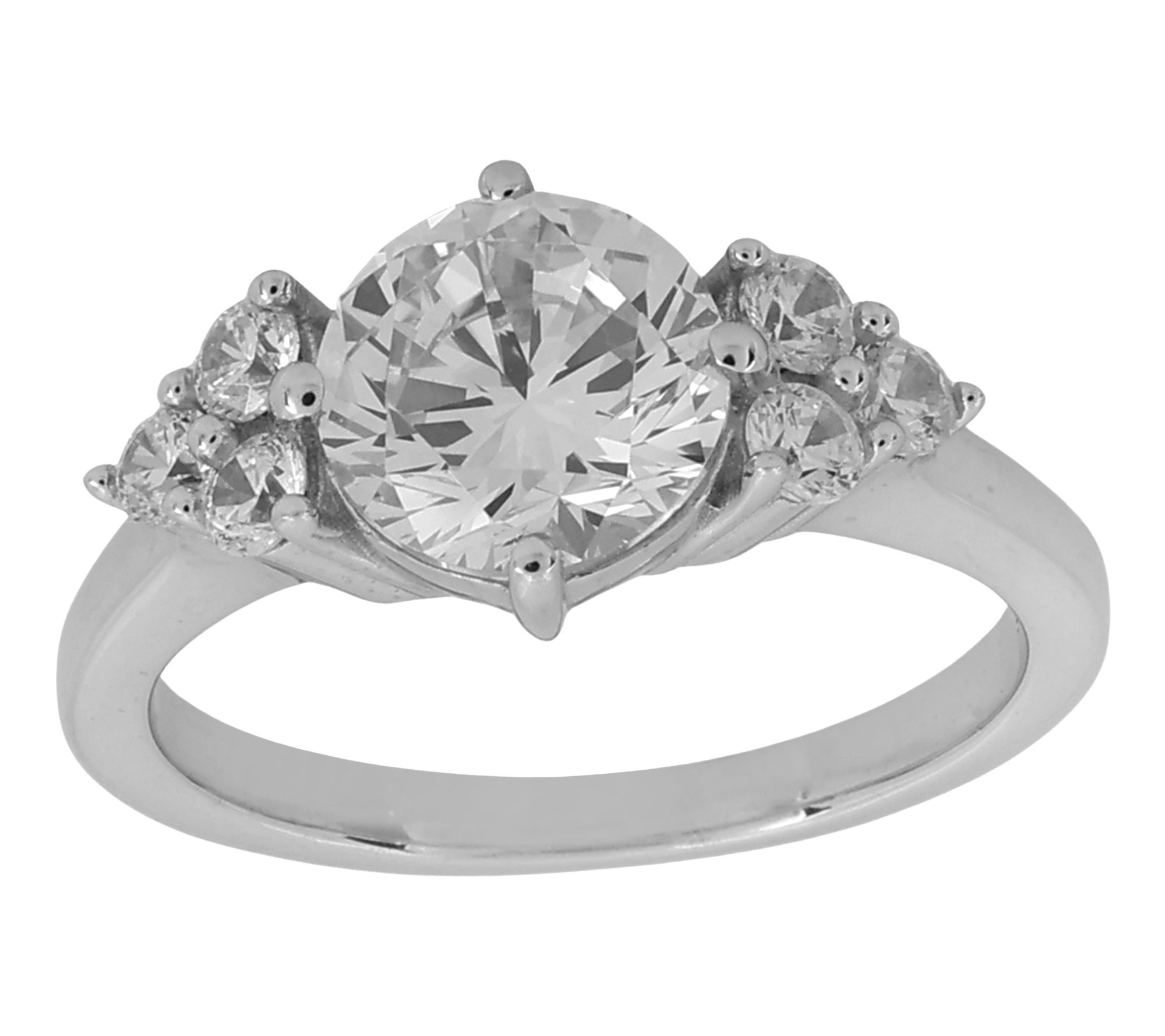 Diamonique 3.70 cttw Engagement Ring, SterlingSilver | QVC
