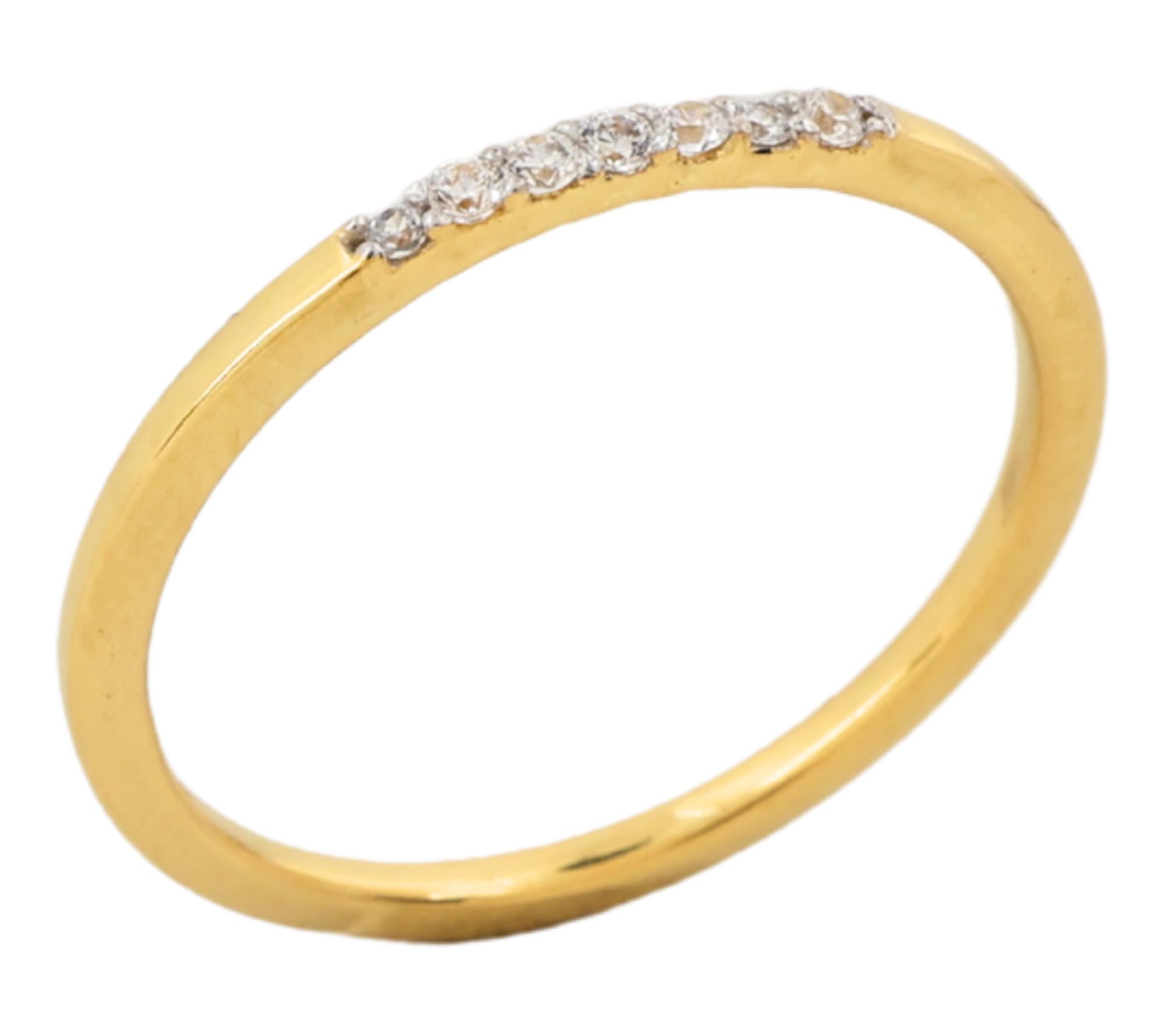 Diamonique Petite Band Ring, 14K Gold Plated