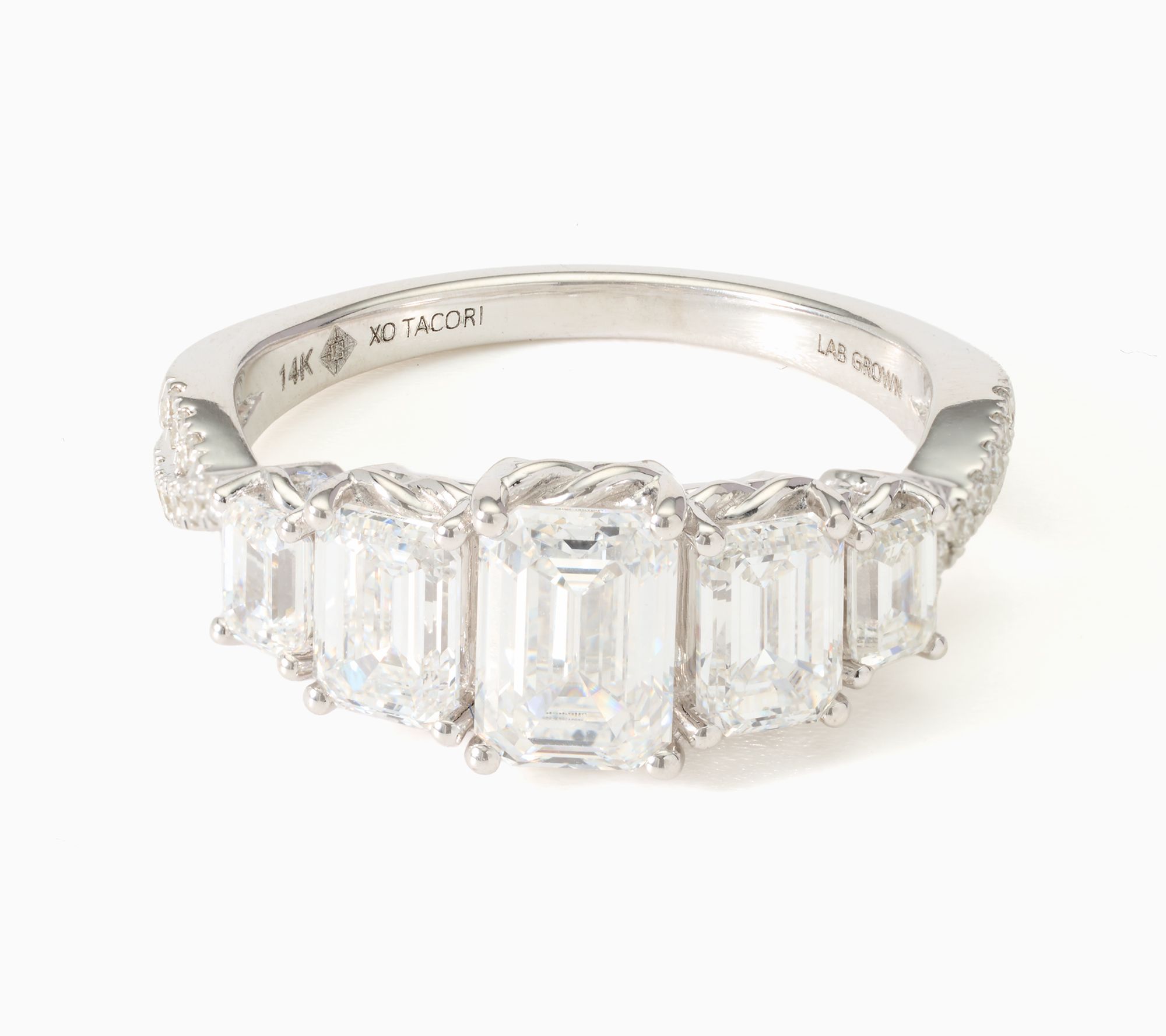 XO Tacori Lab Grown Diamond 2.50 ctw Emerald Cut Ring, 14K Gold