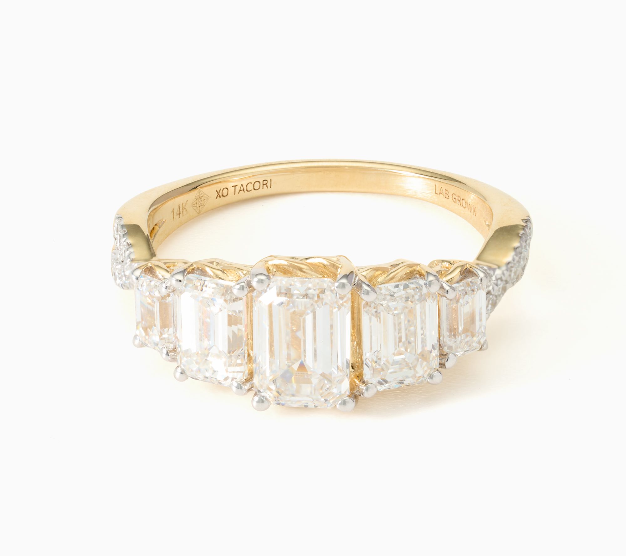 XO Tacori Lab Grown Diamond 2.50 ctw Emerald Cut Ring, 14K Gold