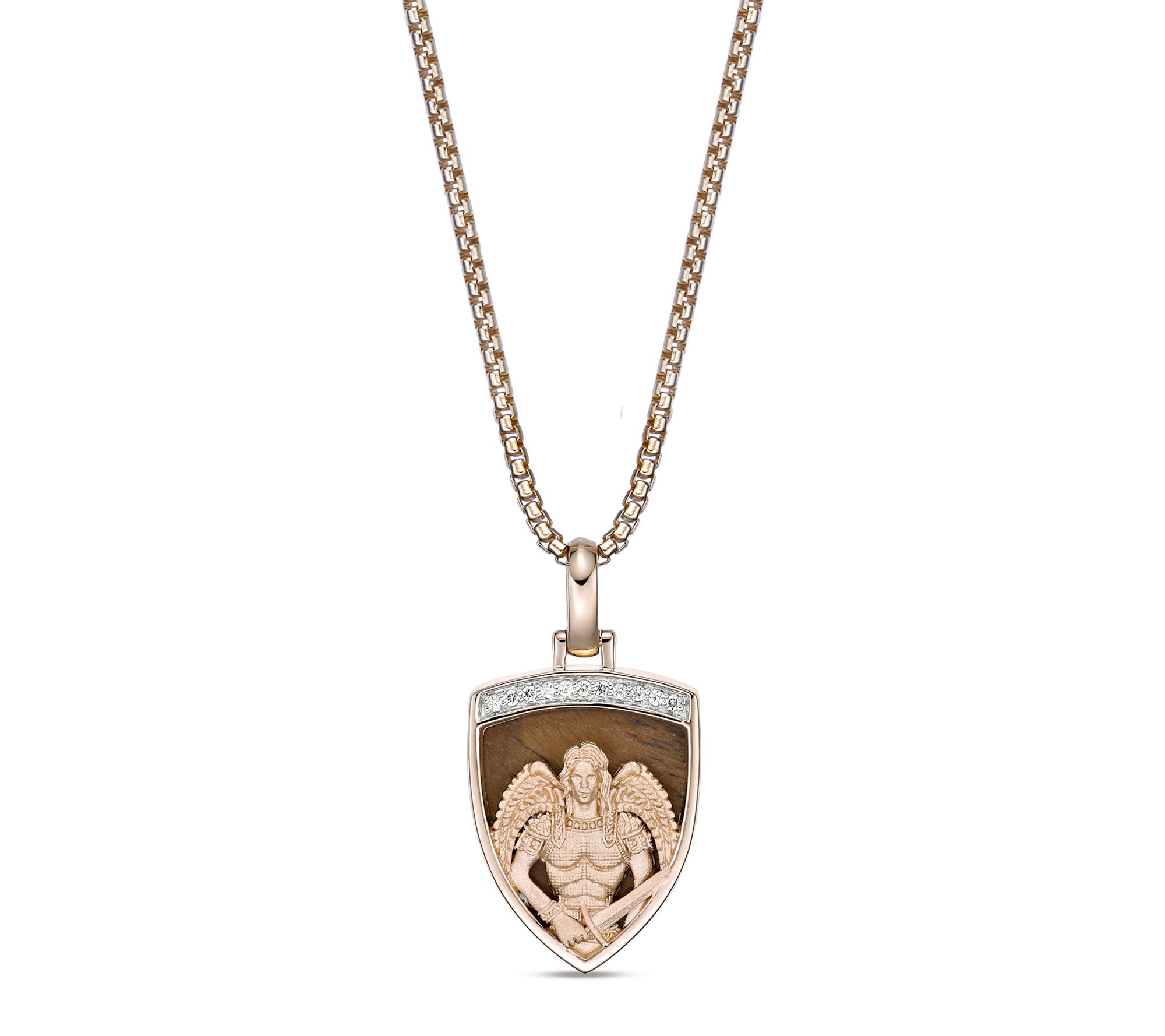 LYNX Men's 14K Plated Red Tiger Eye & Diamond Necklace