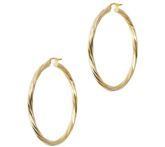 Italian Gold 1-3/4" Round Twisted Hoop Earrings, 18K