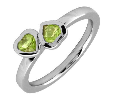 Simply Stacks Sterling & Peridot Double-Heart Ring - QVC.com