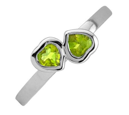 Simply Stacks Sterling & Peridot Double-Heart Ring - QVC.com