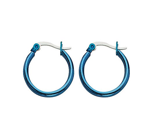 Steel by Design 3/4" Blue-plated Hoop Earrings
