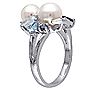 Sterling Blue Multi-Gemstone & Cultured Pearl Cluster Ring, 2 of 2
