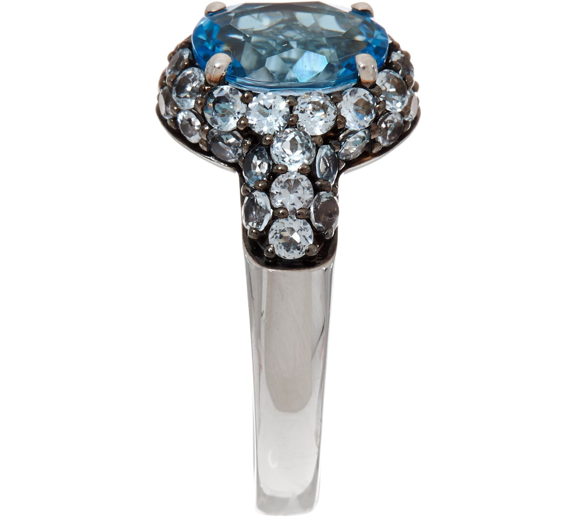 Oval Gemstone Sterling Silver Pave' Ring 2.20 cttw - QVC.com