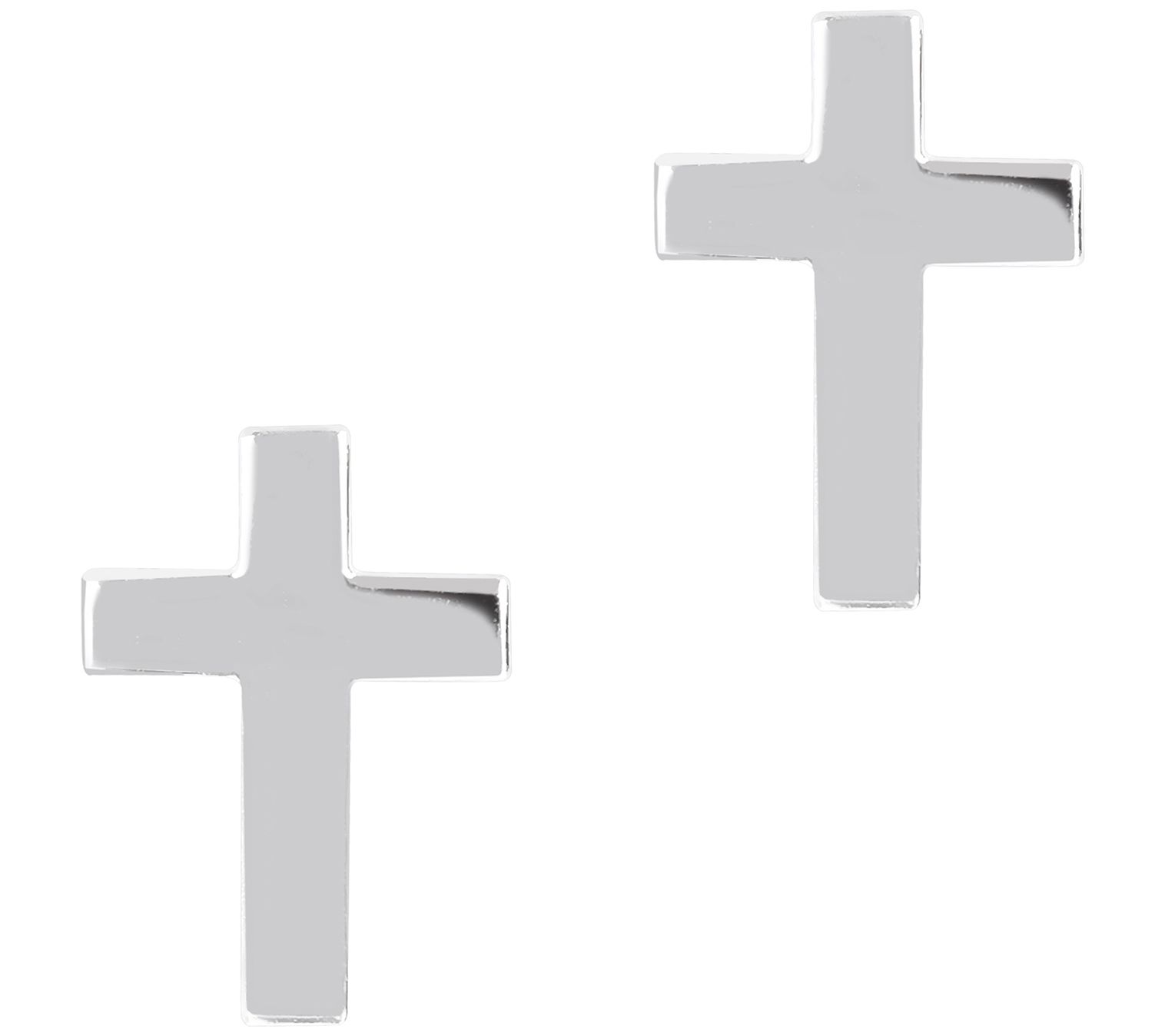 UltraFine Silver Polished Cross Stud Earrings