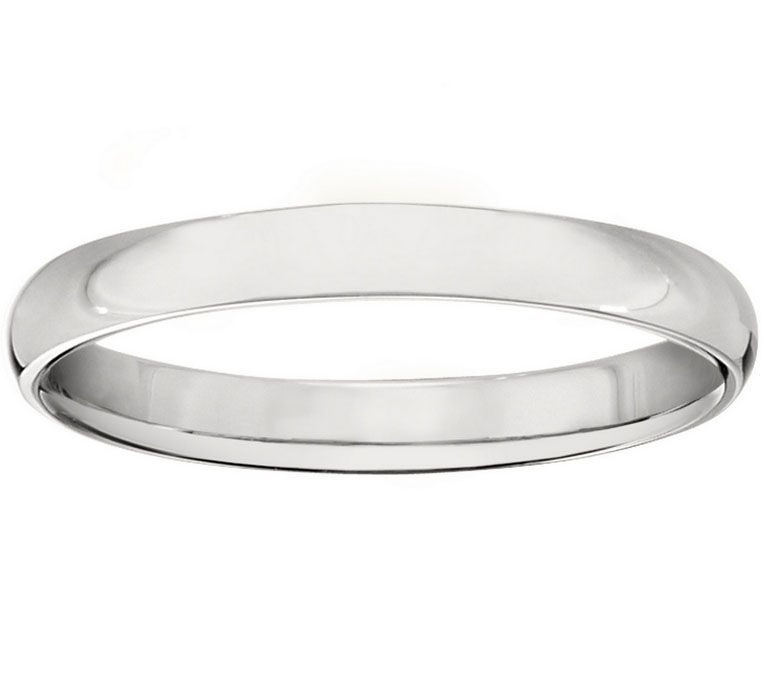 Women's 18K White Gold 3mm Half-Round Wedding Band