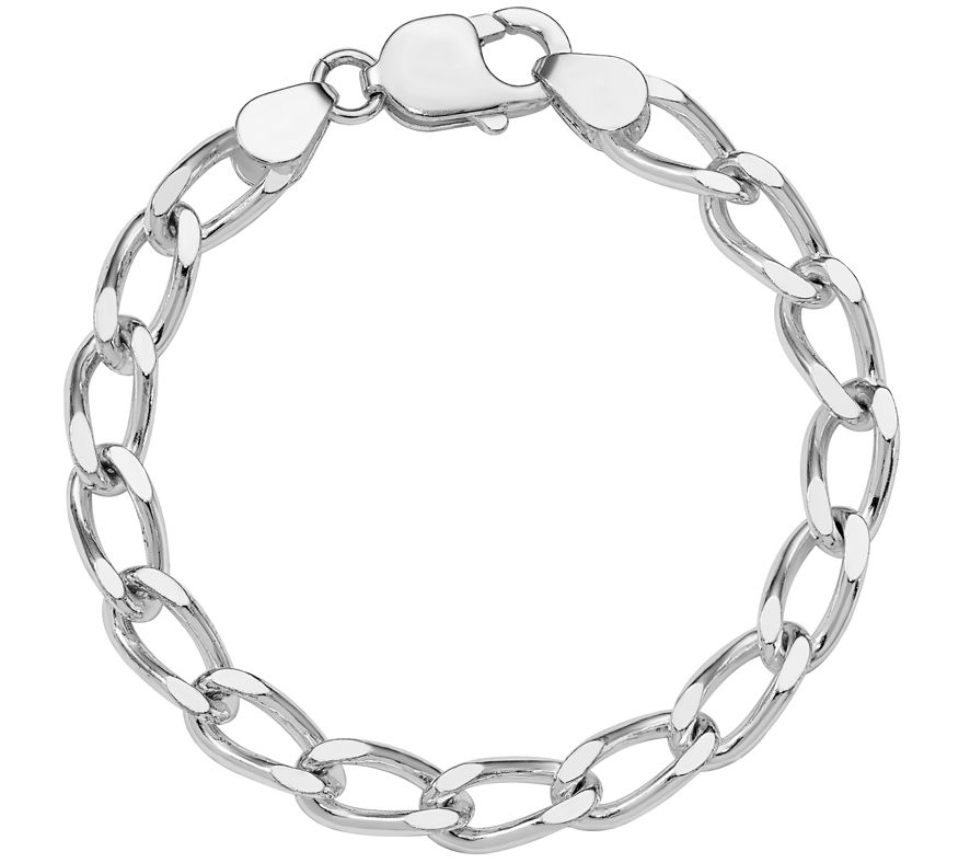 Italian Silver Oblong Link Bracelet, 16.7g - QVC.com