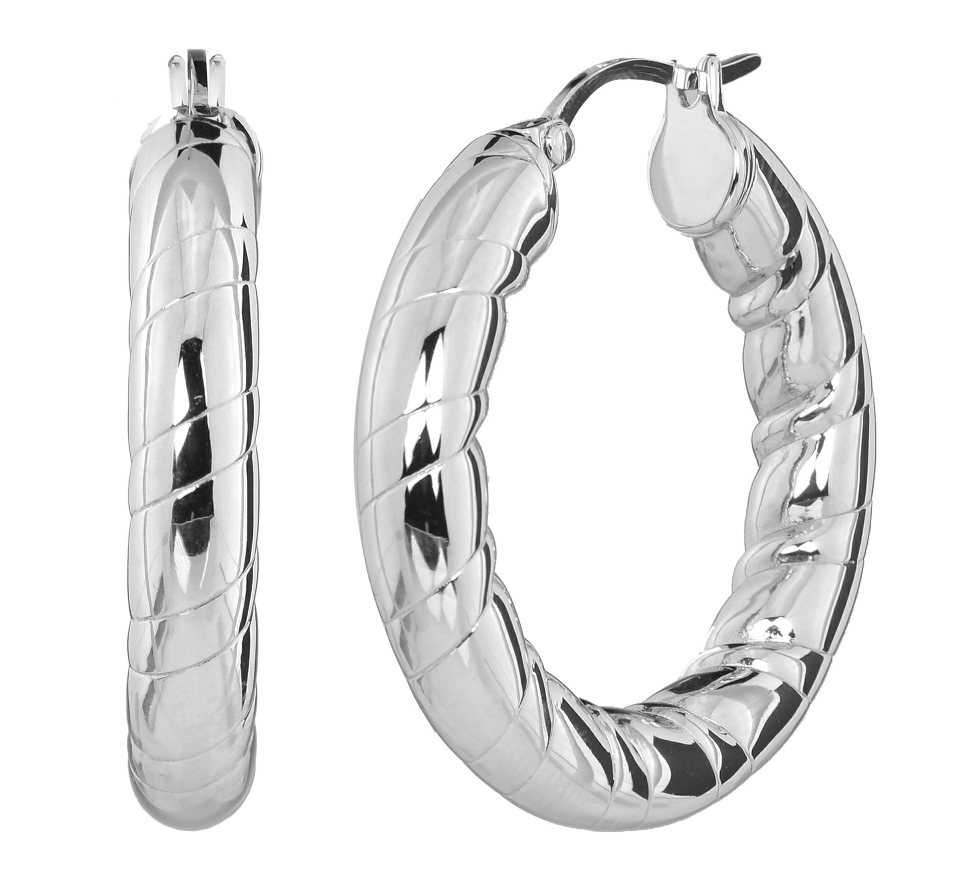 Steel by Design 1-1/8" Ribbed Hoop Earrings