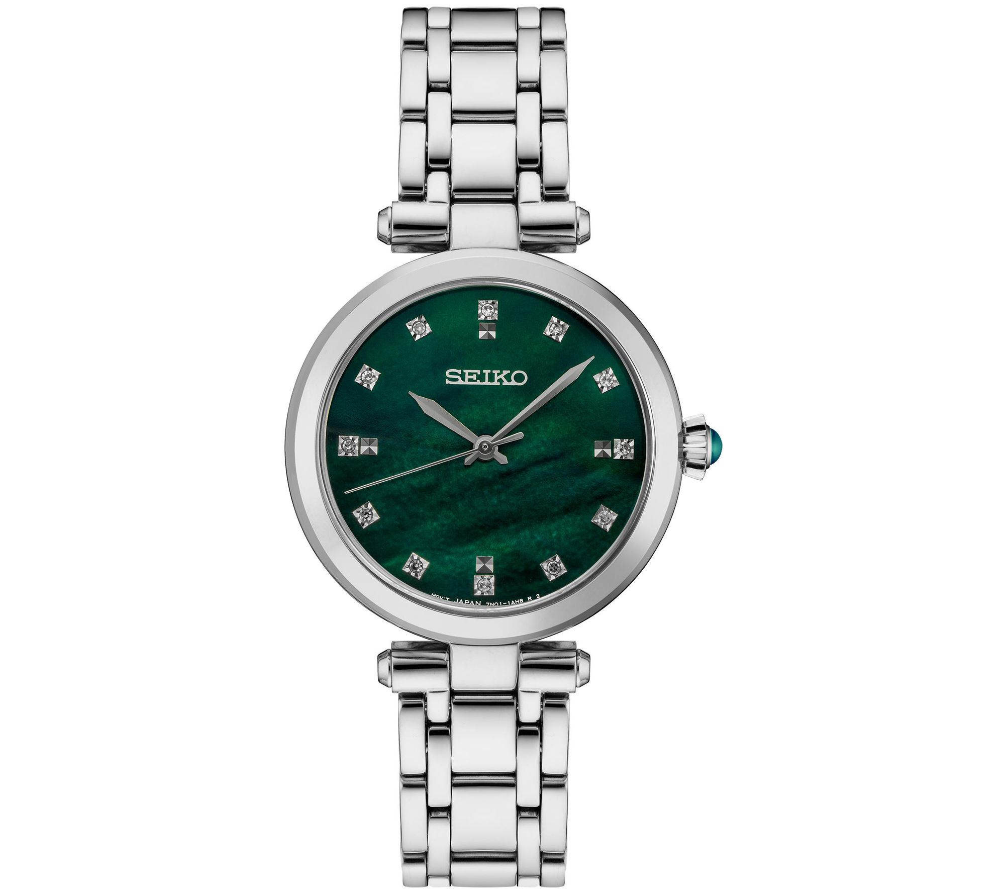 Seiko Women's Stainless Diamond Green Mother Of Pearl Watch 