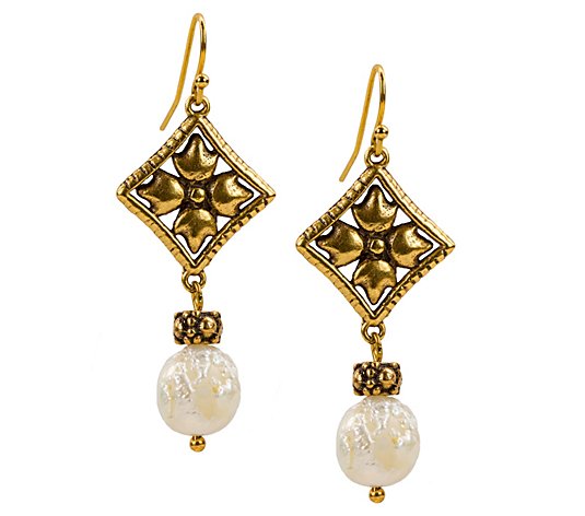Patricia Nash Caged Floret Cultured Pearl Earrings