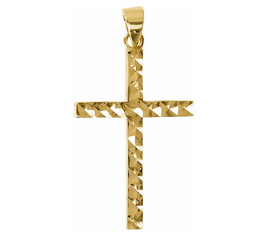 Italian Gold Diamond Cut Cross Pendant, 14K Gold