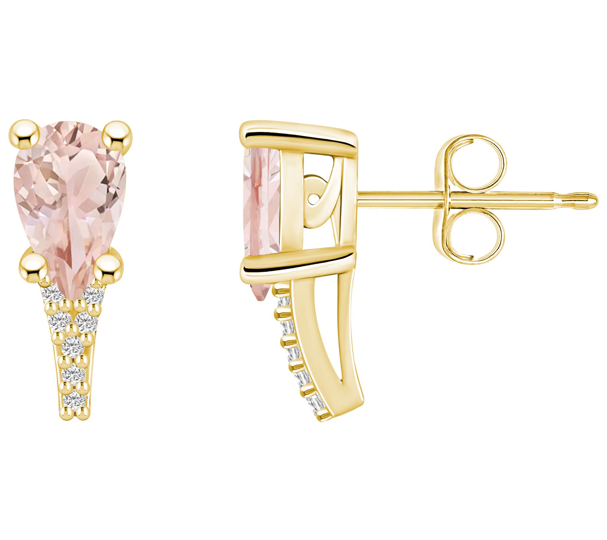 Affinity Gems 14K 1.40 cttw Morganite Diamond Accent Studs