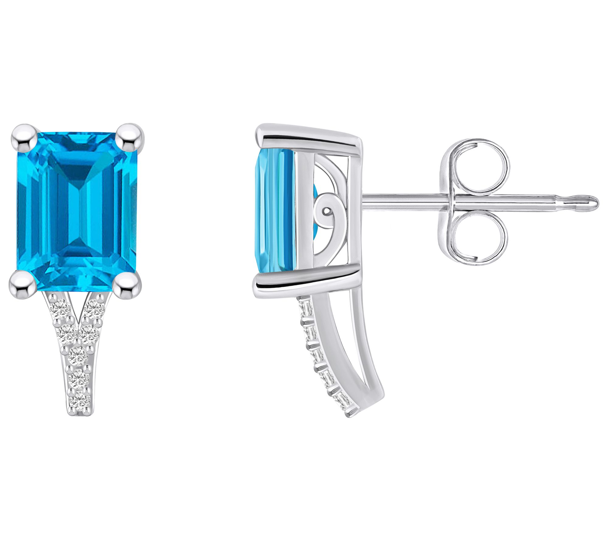 Affinity Gems Emerald Gemstone Diamond Stud Earrings, 14K