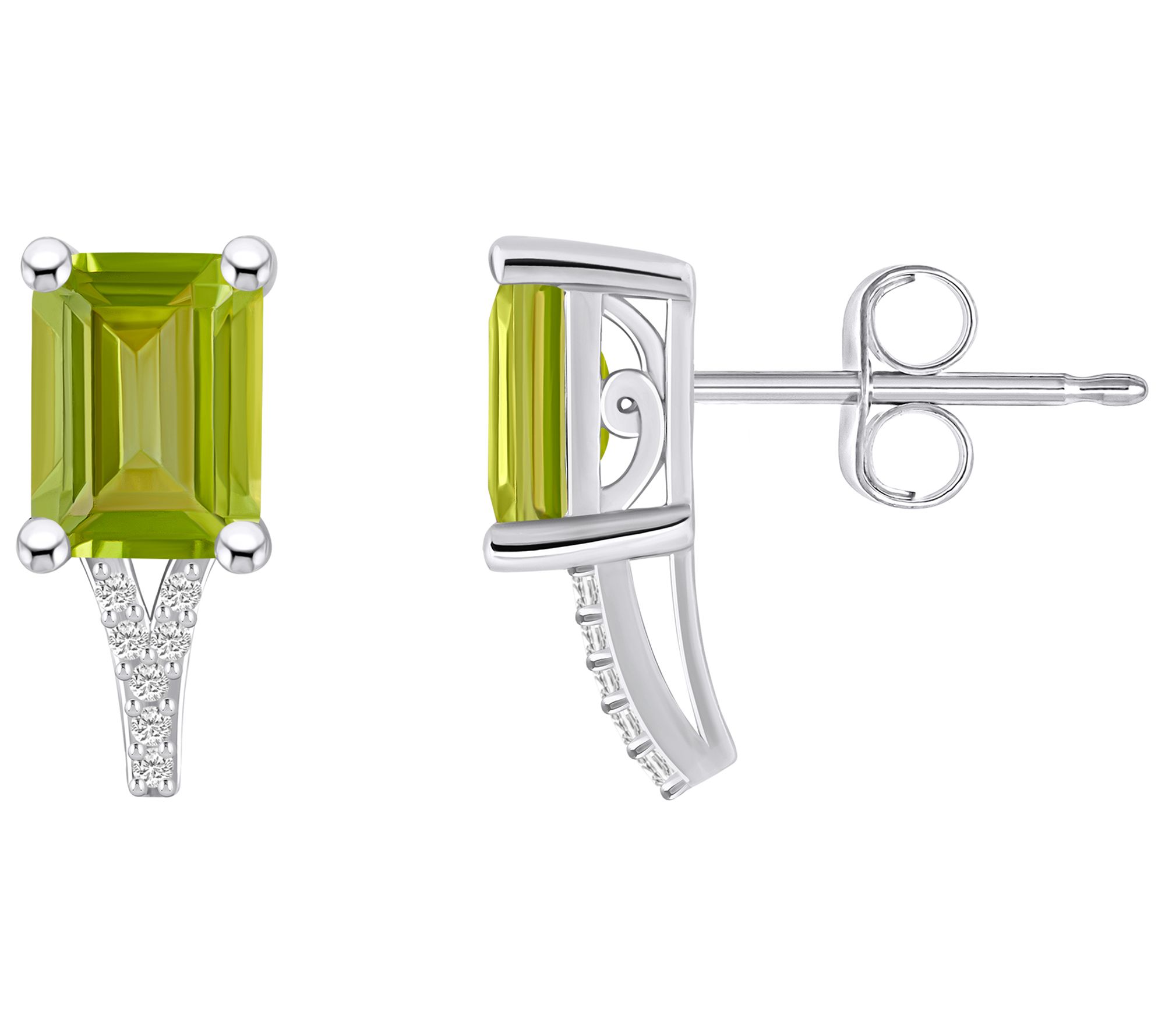 Affinity Gems Emerald Gemstone Diamond Stud Earrings, 14K