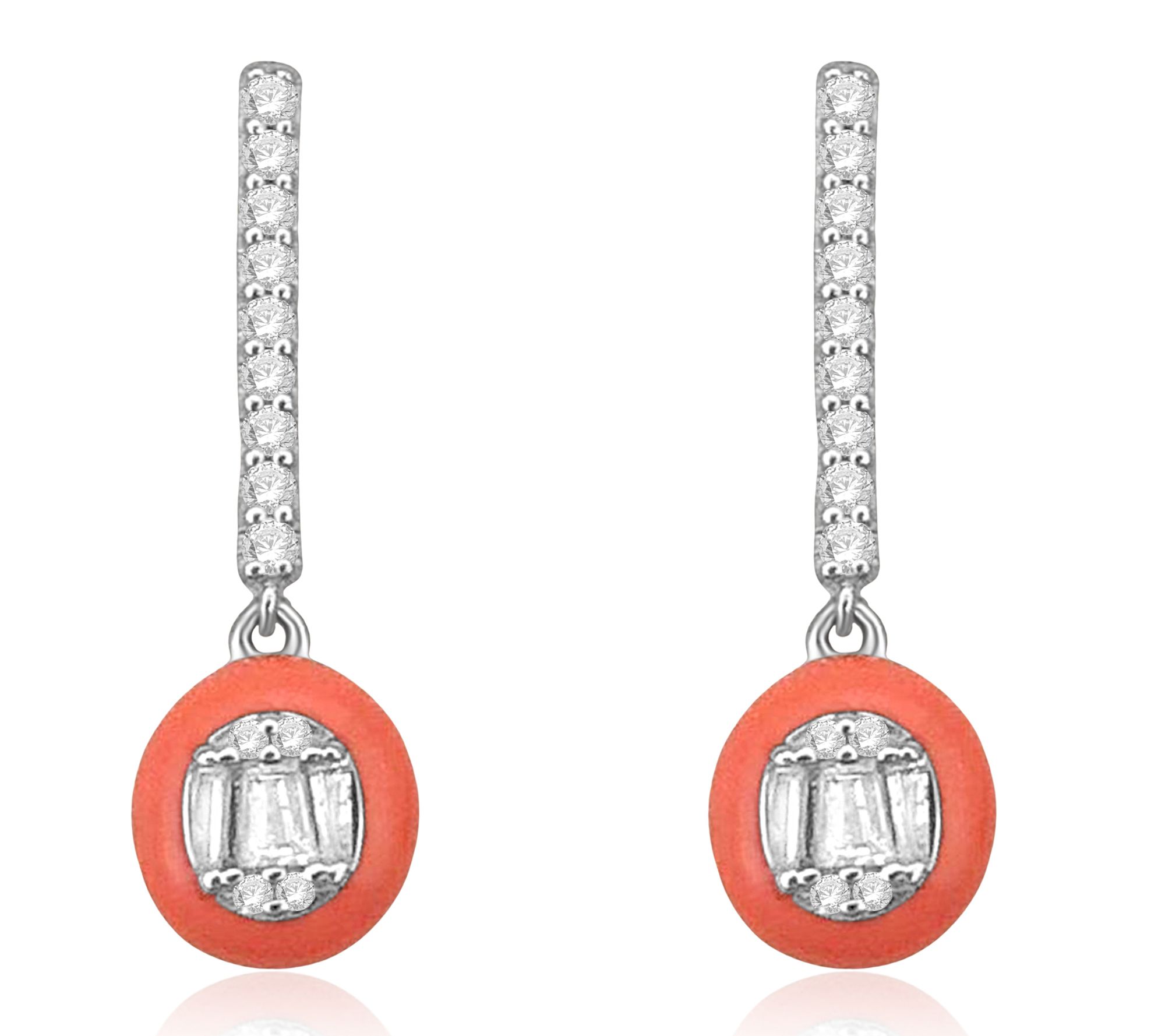 Affinity Diamonds Peach Enamel Earrings, 0.25 cttw, Sterling