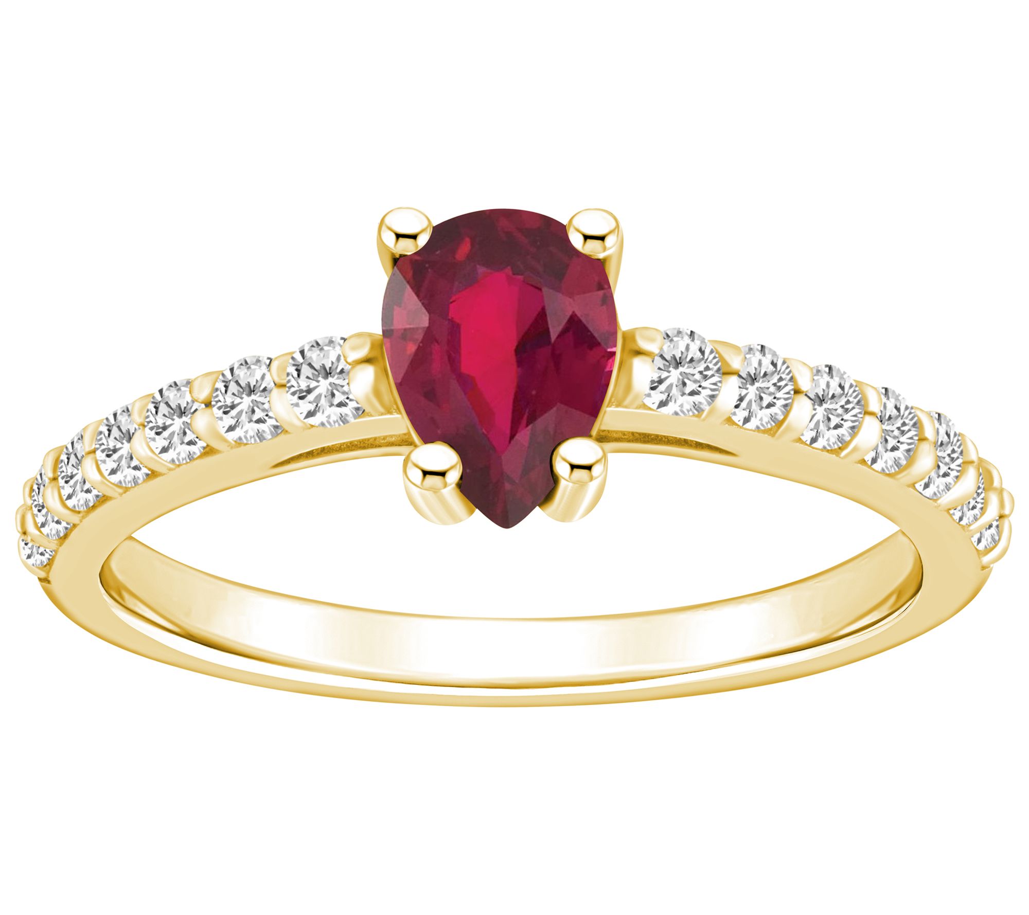 Affinity Gems Pear Cut Ruby & Diamond Ring, 14K Gold