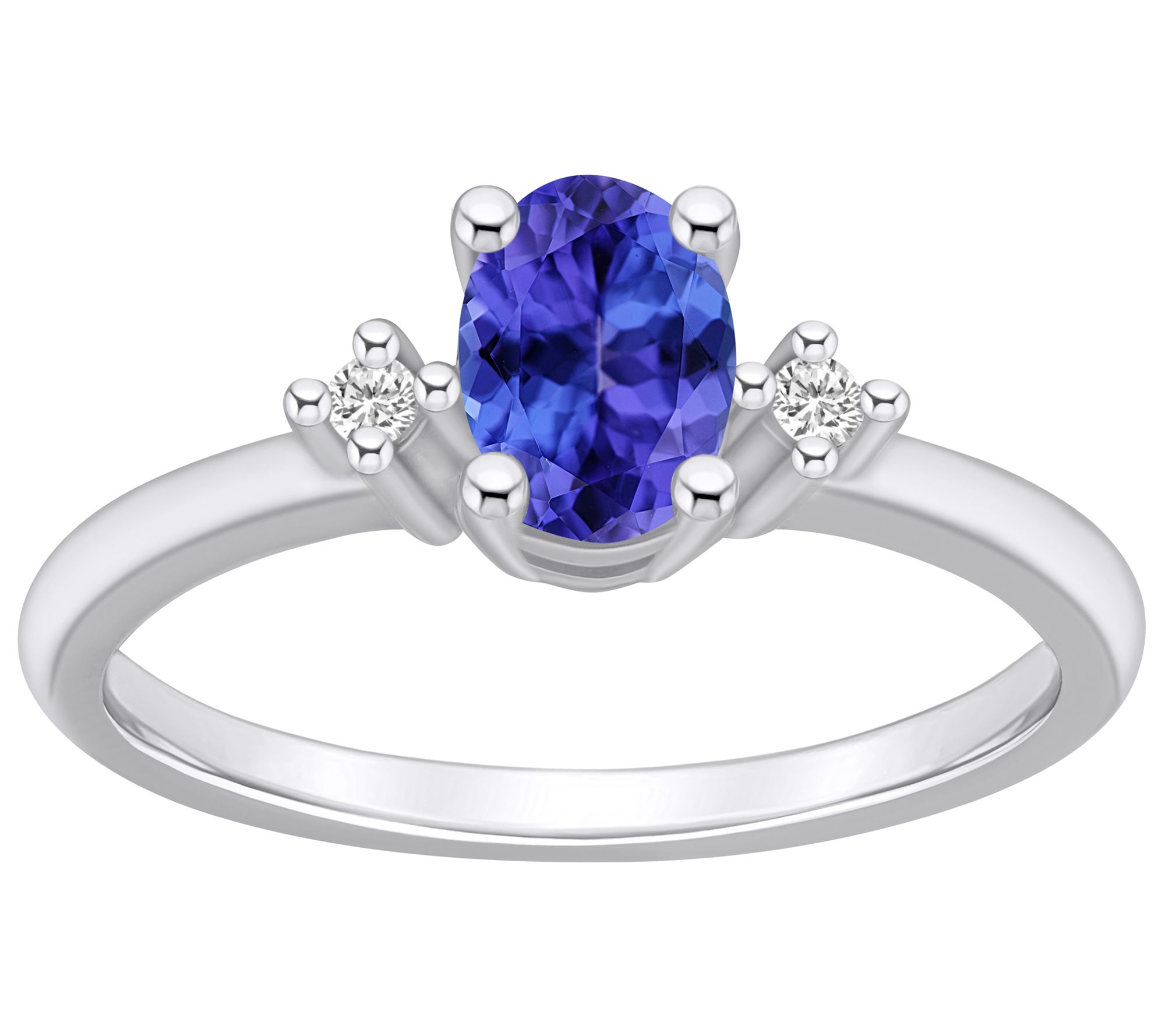 Affinity Gems Oval Gemstone & Diamond Ring, 14K White Gold