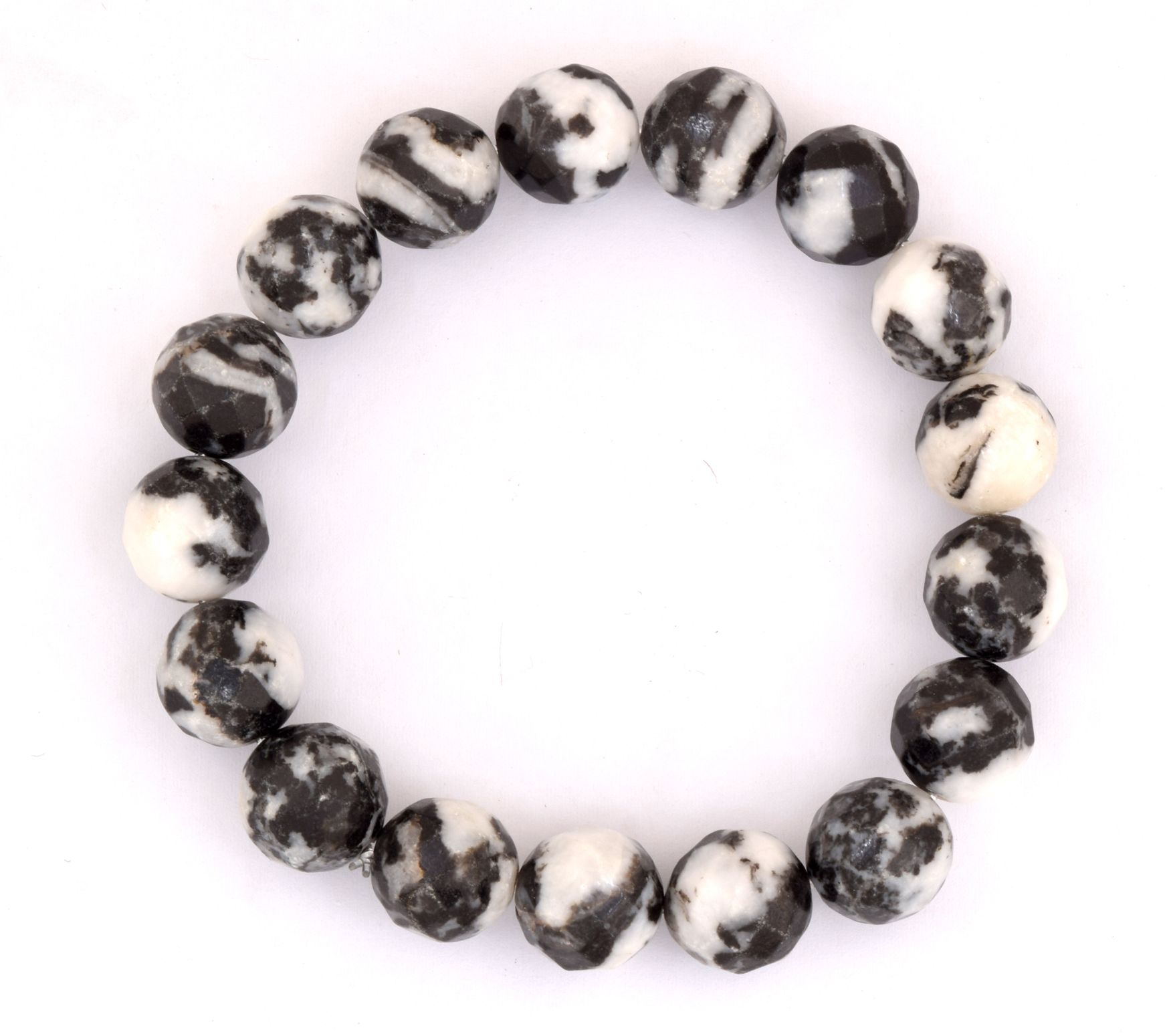 Jasper Zebra Faceted Beaded Stretch Bracelet