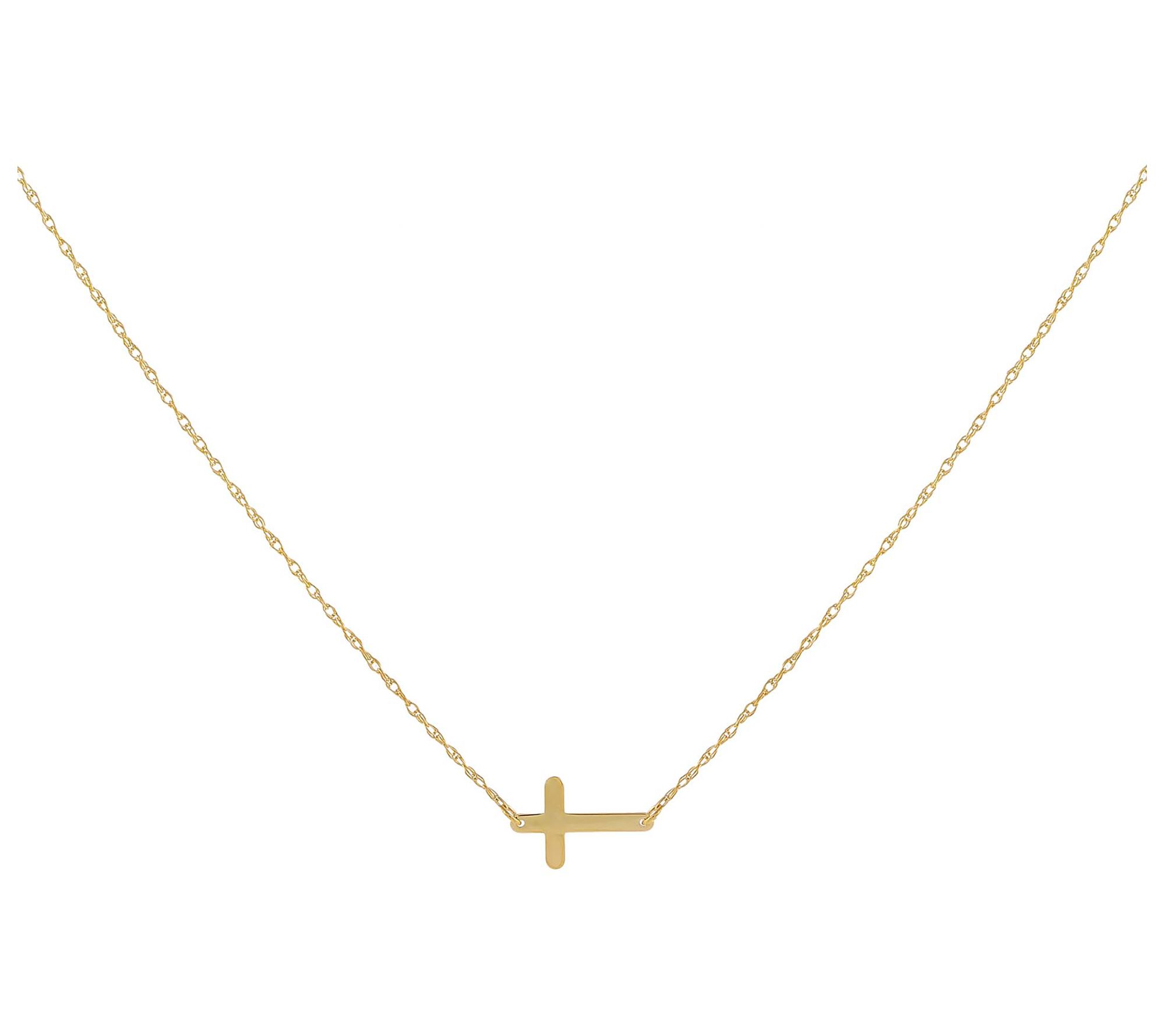By Adina Eden 14K Gold Mini Side Cross Necklace