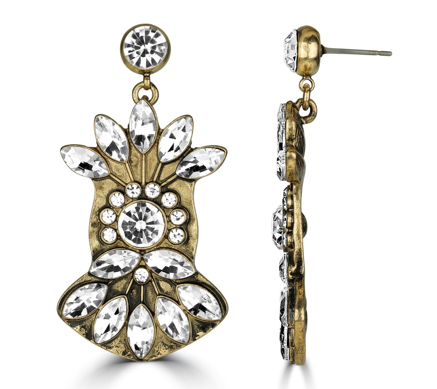 LOGO By Lori Goldstein Marquise Crystal Chandeler Earrings