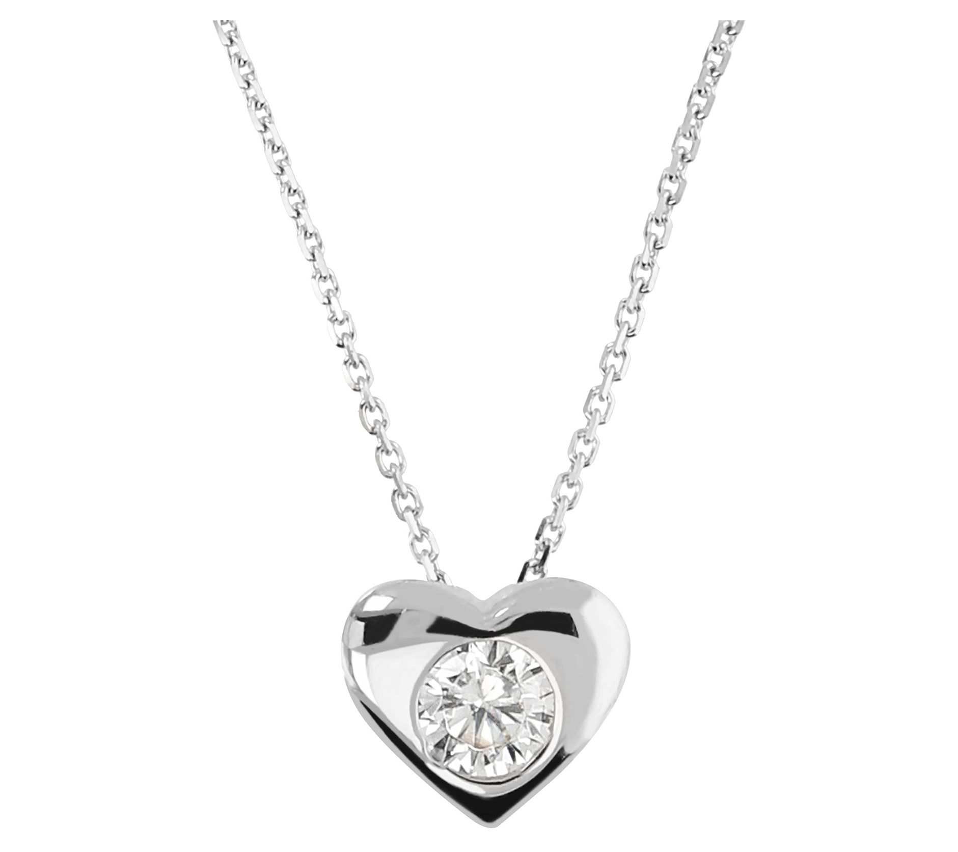 Diamonique Heart Pendant w/ Chain, 14K G old