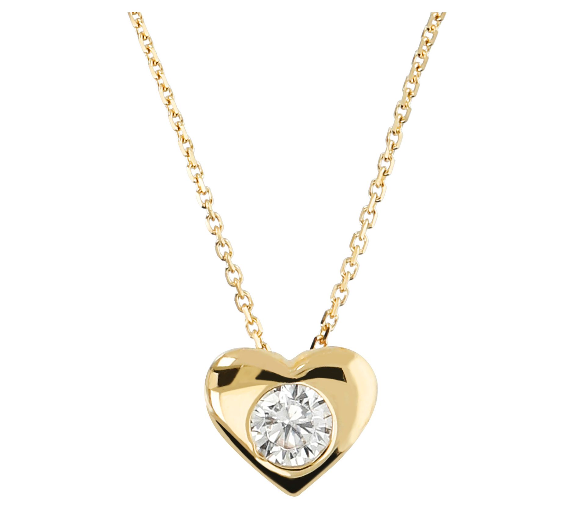 Diamonique Heart Pendant w/ Chain, 14K G old