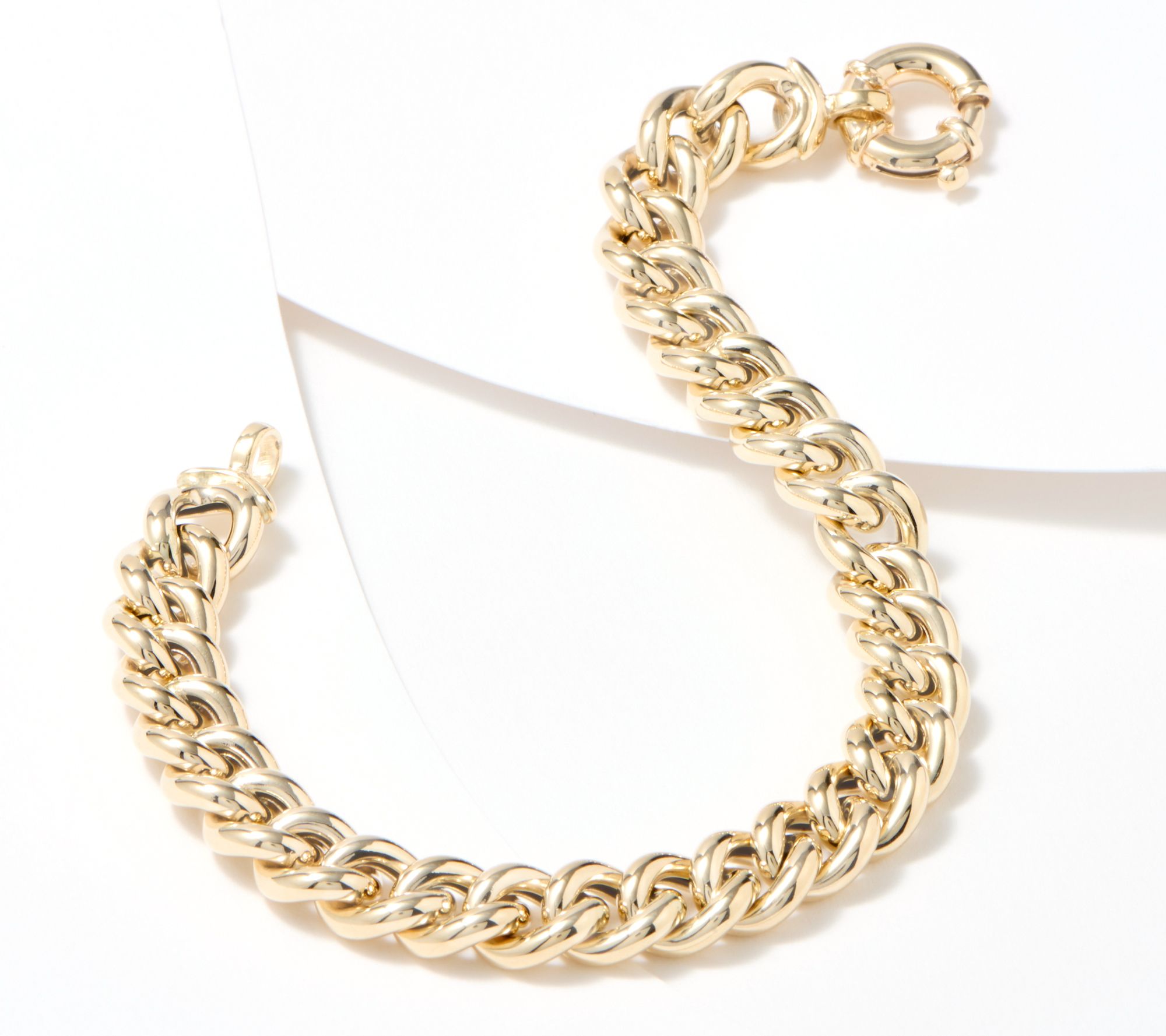 EternaGold Bold Curb Link Bracelet, 14K Gold, 11.2-12.6g - QVC.com