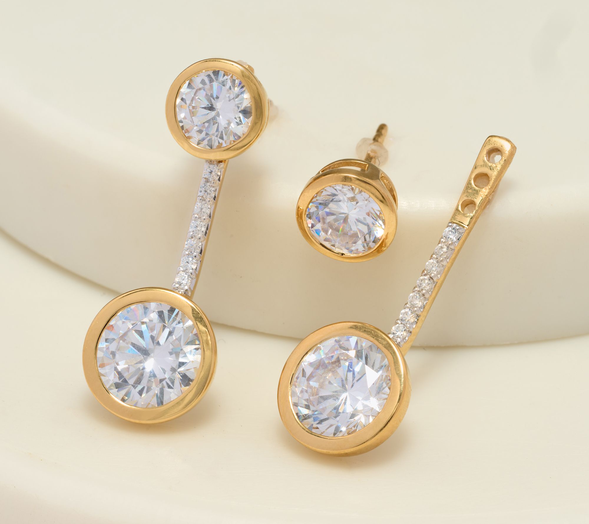 Diamonique x Jennifer Miller Convertible Round Drop Earrings, Sterl