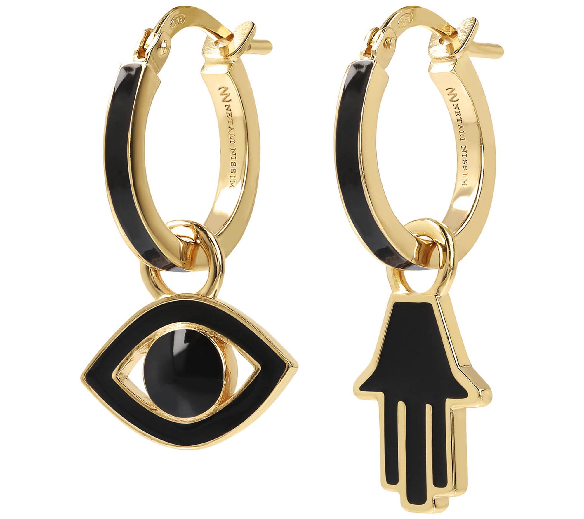Netali Nissim Evil Eye & Hamsa Earrings, 18K Gold Plated