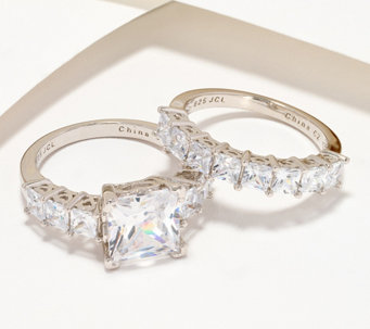 Diamonique Classics Princess Cut Bridal 2-Ring Set, SS