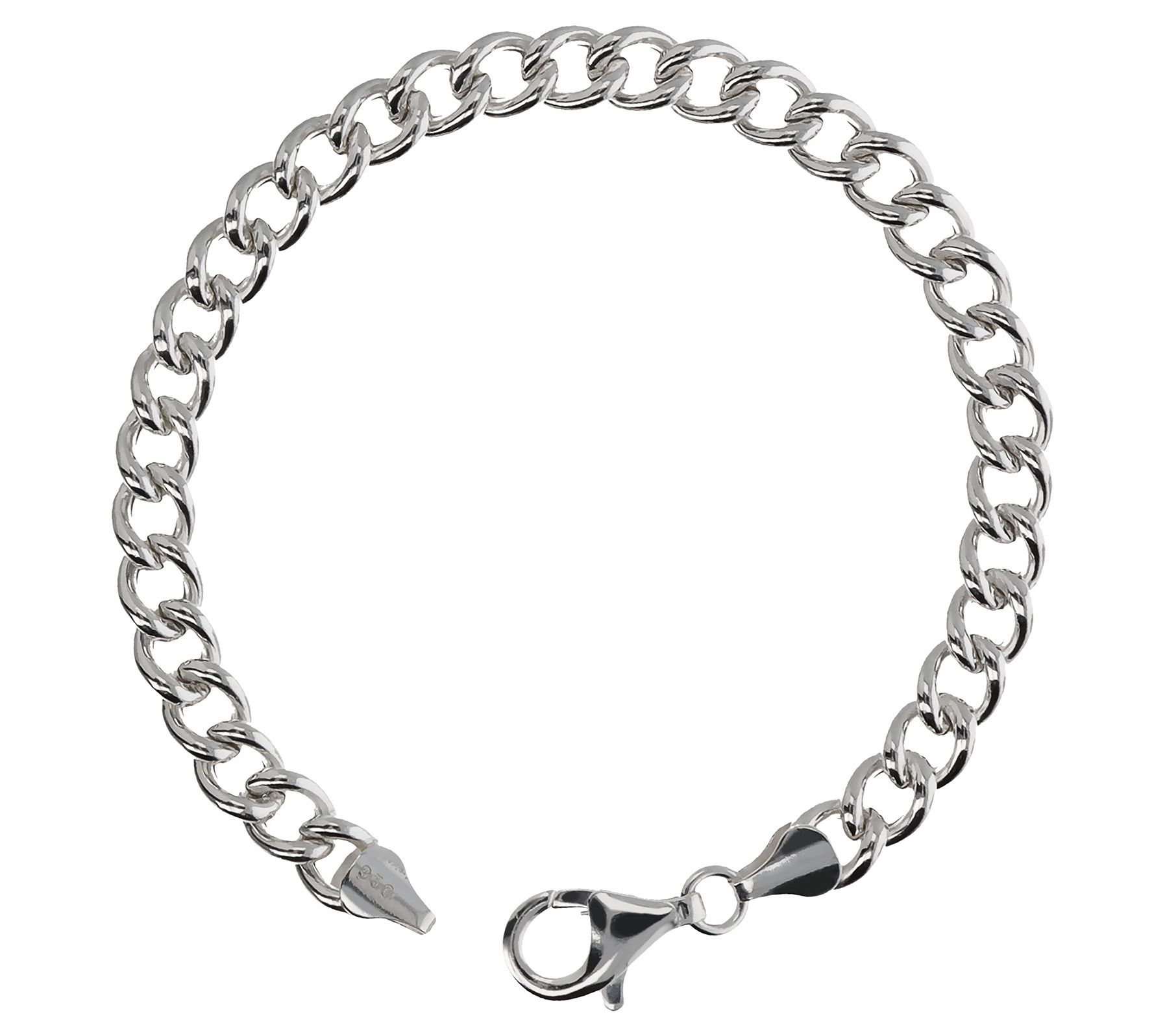 UltraFine Silver Polished Curb Link Bracelet 9.2g - QVC.com