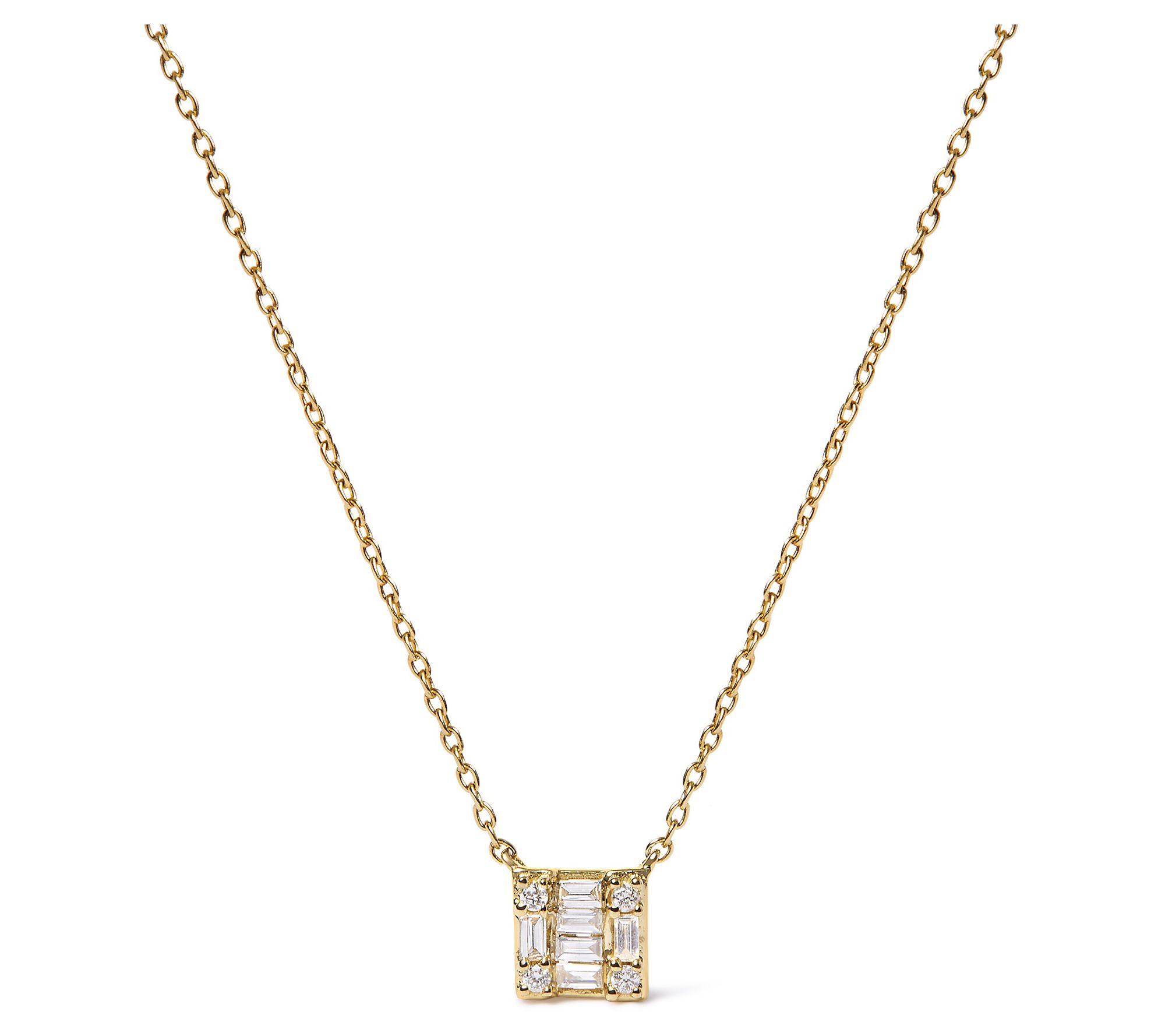 Haus of Brilliance Diamond Square Necklace, 10K Gold