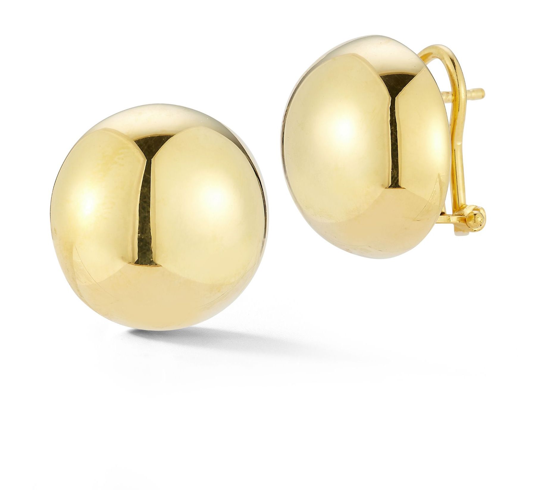 Italian Silver Round Button Earrings, Sterling