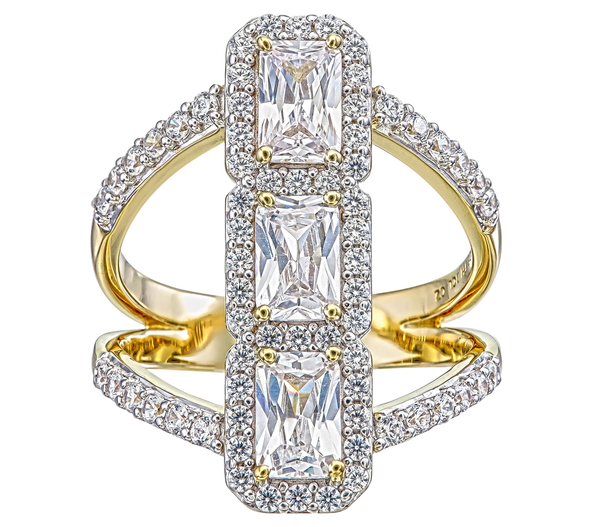 Diamonique x Jennifer Miller North South Ring,4K Plated