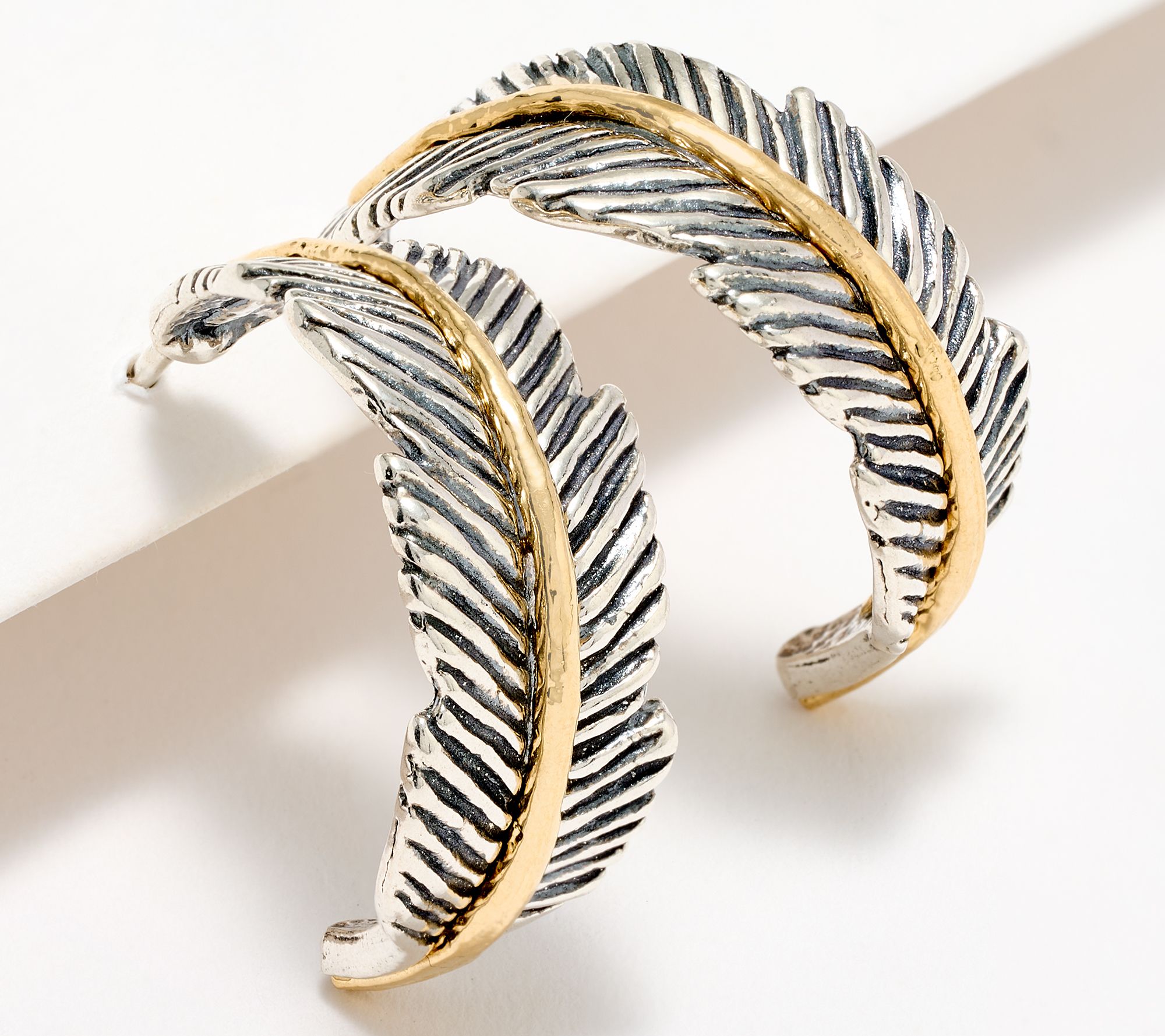 Or Paz Two-Tone or Silver Leaf Earrings, Sterling Silver