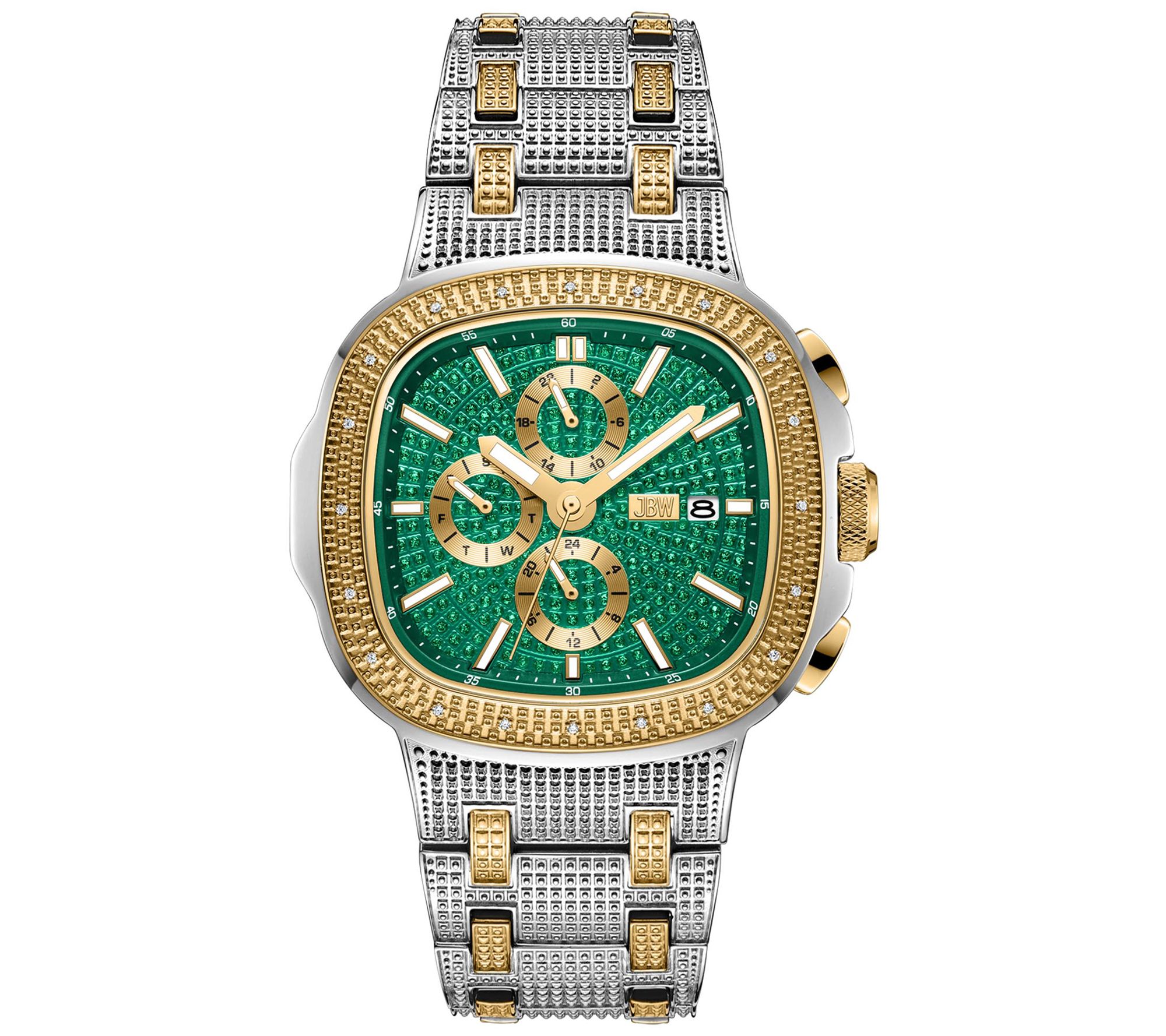 JBW Men's Heist Two-Tone Diamond Green Dial Wat ch