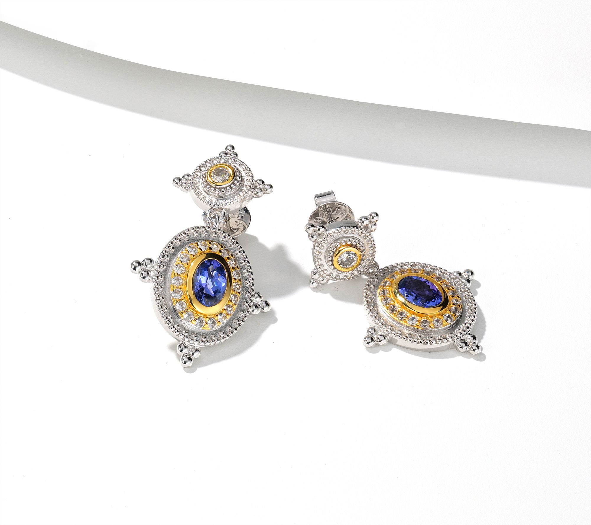 Dallas Prince Etruscan Two-Tone Earrings, Sterling Silver